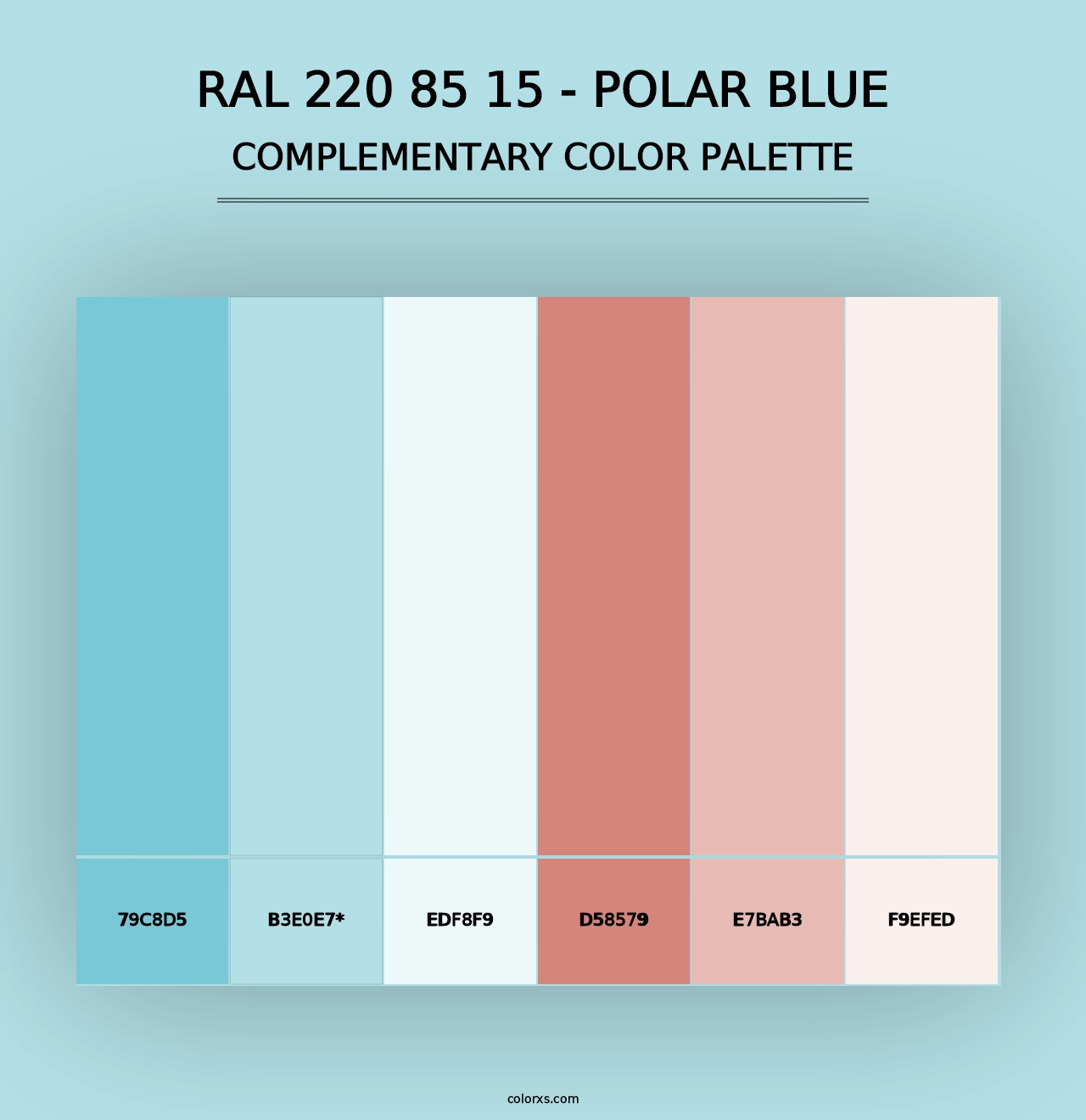 RAL 220 85 15 - Polar Blue - Complementary Color Palette