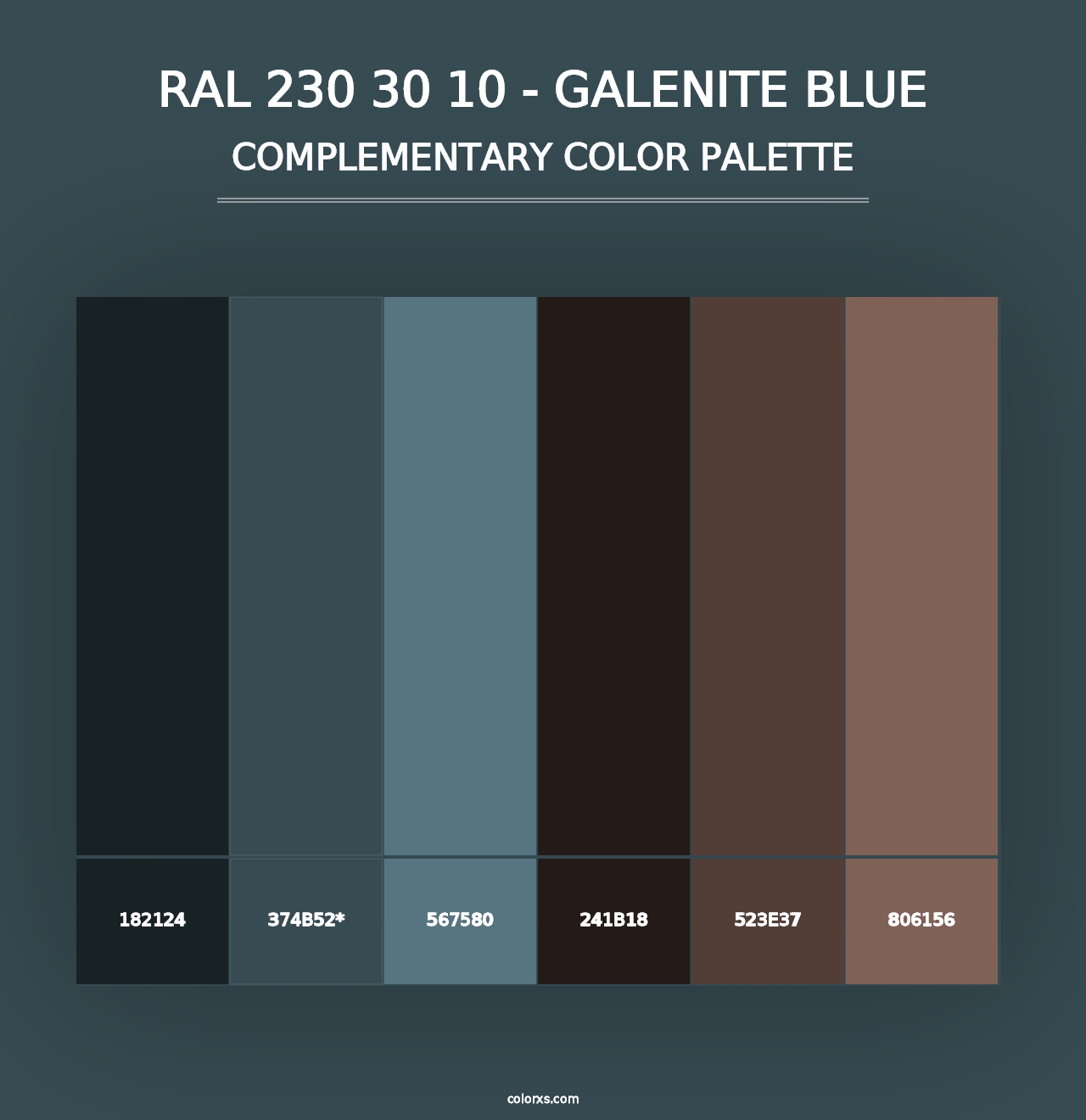 RAL 230 30 10 - Galenite Blue - Complementary Color Palette