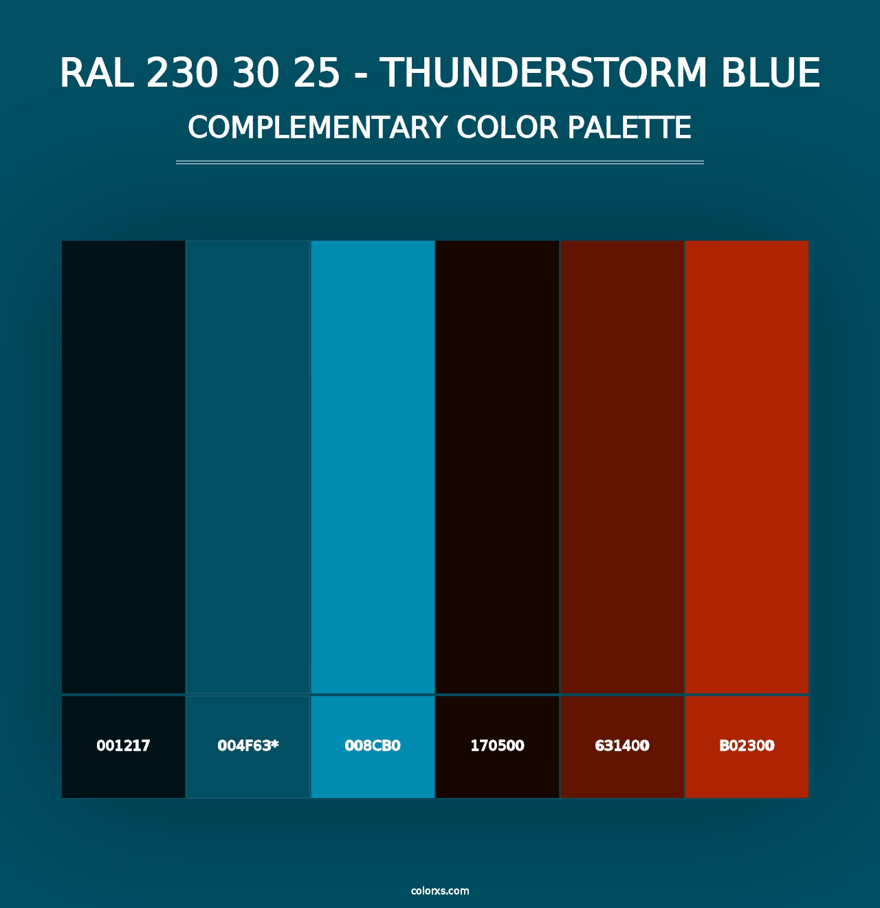 RAL 230 30 25 - Thunderstorm Blue - Complementary Color Palette