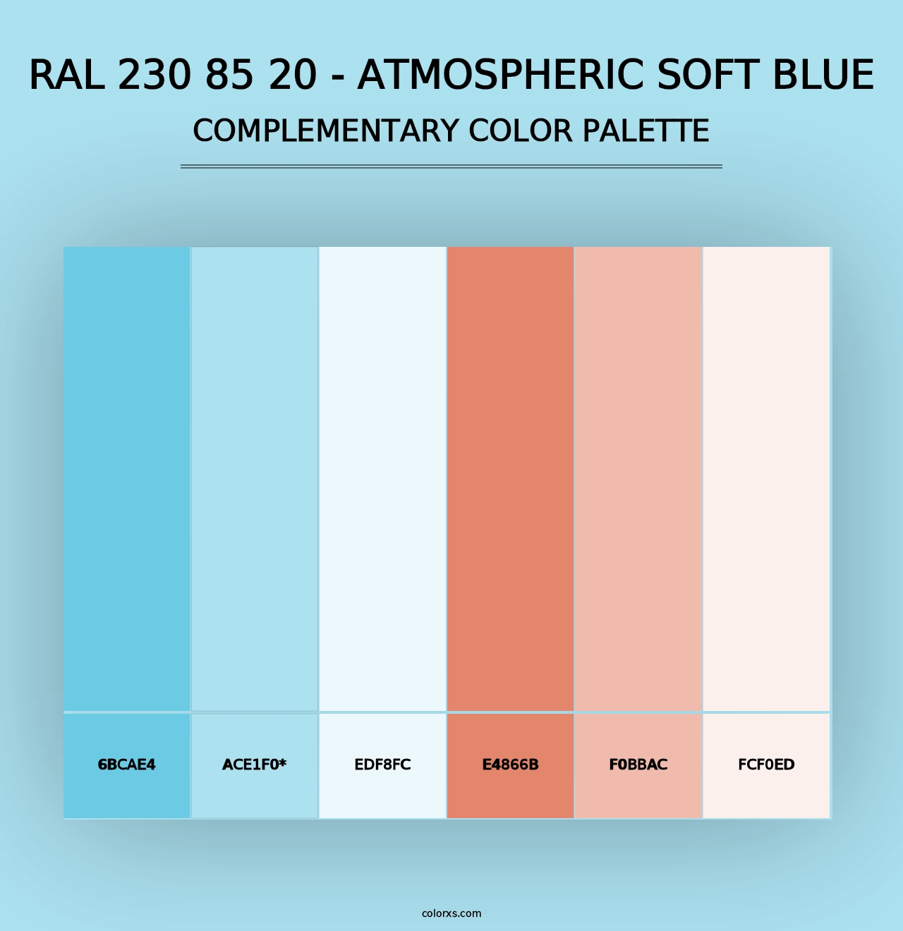 RAL 230 85 20 - Atmospheric Soft Blue - Complementary Color Palette