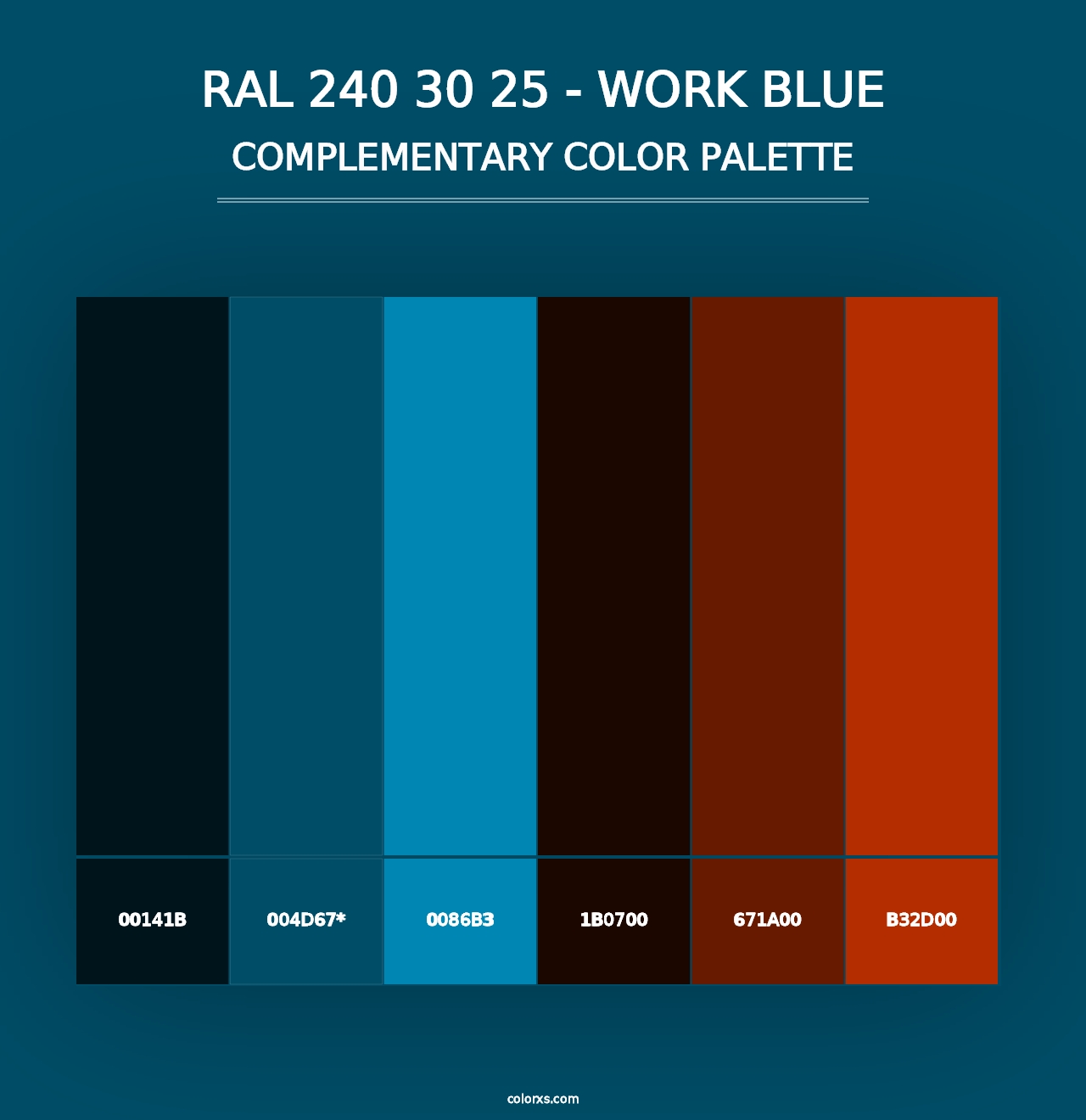 RAL 240 30 25 - Work Blue - Complementary Color Palette