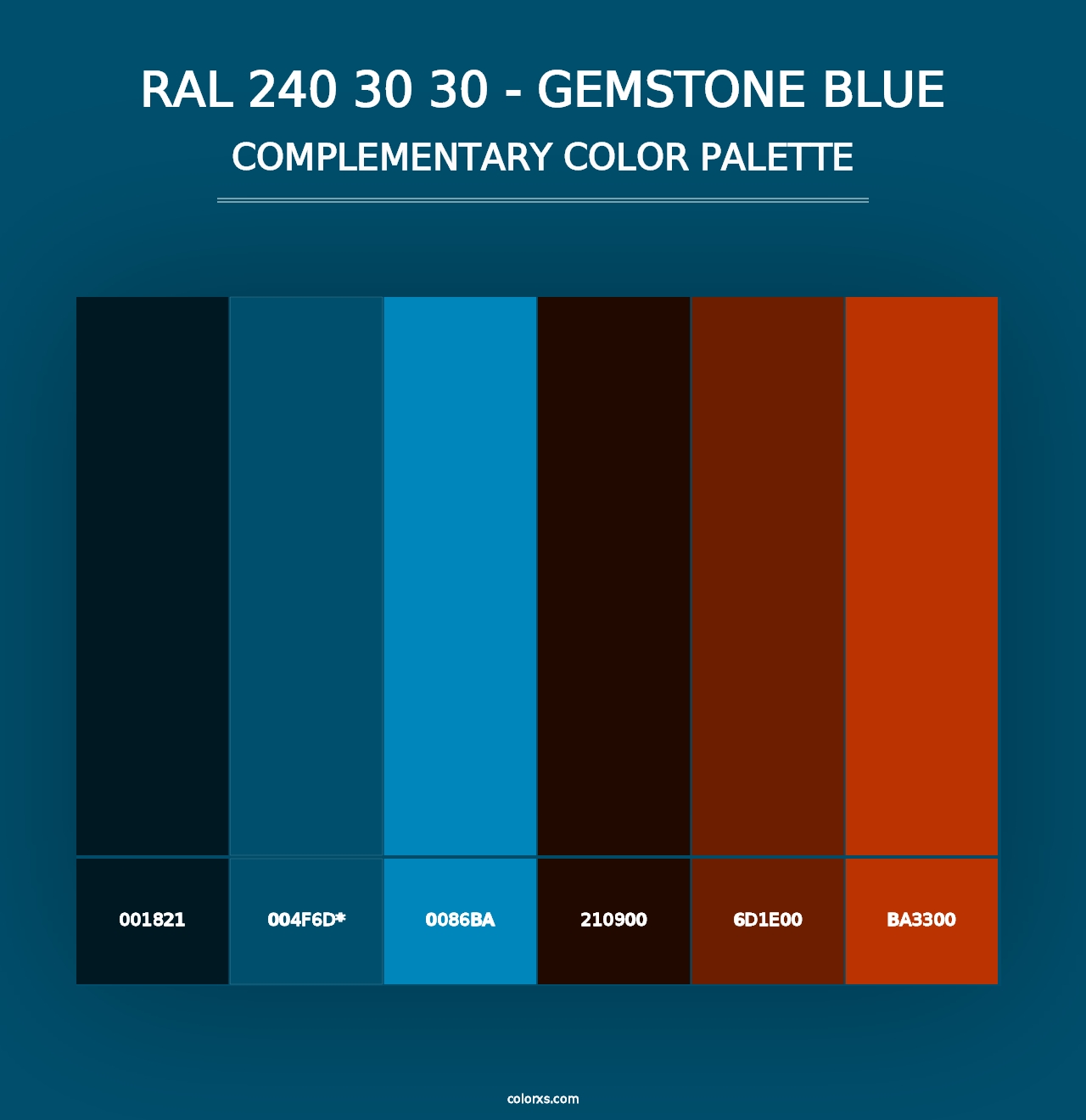 RAL 240 30 30 - Gemstone Blue - Complementary Color Palette