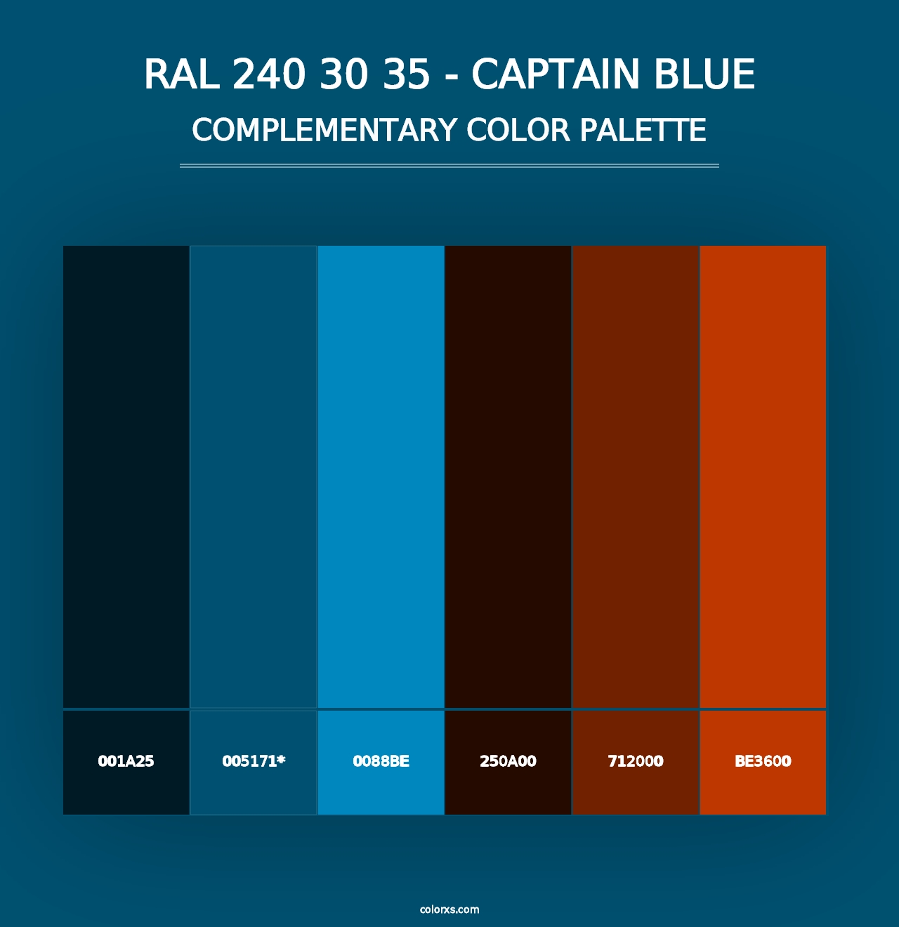 RAL 240 30 35 - Captain Blue - Complementary Color Palette