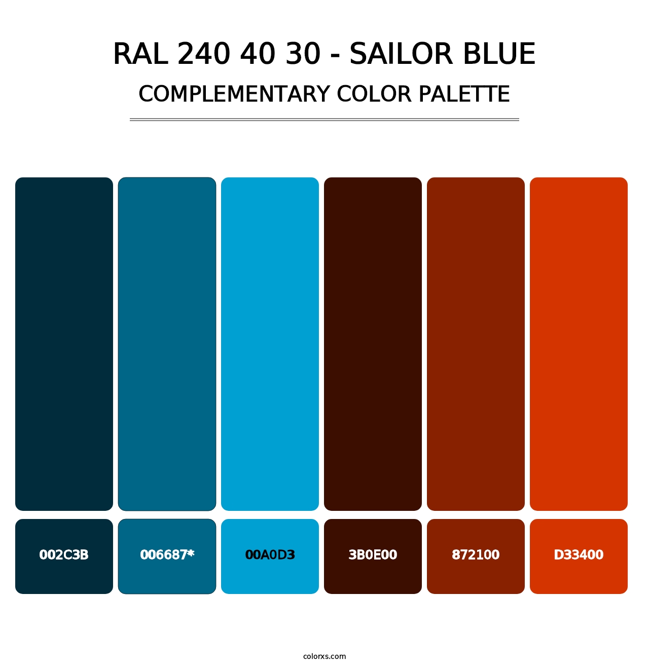 RAL 240 40 30 - Sailor Blue - Complementary Color Palette