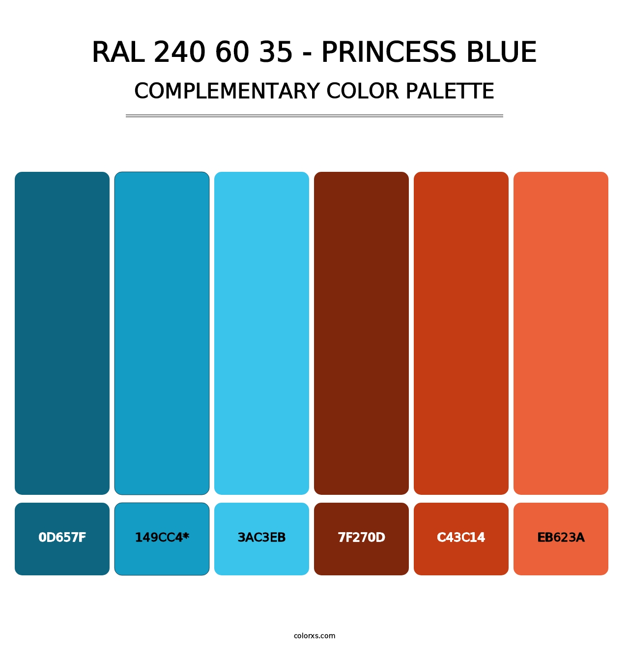 RAL 240 60 35 - Princess Blue - Complementary Color Palette