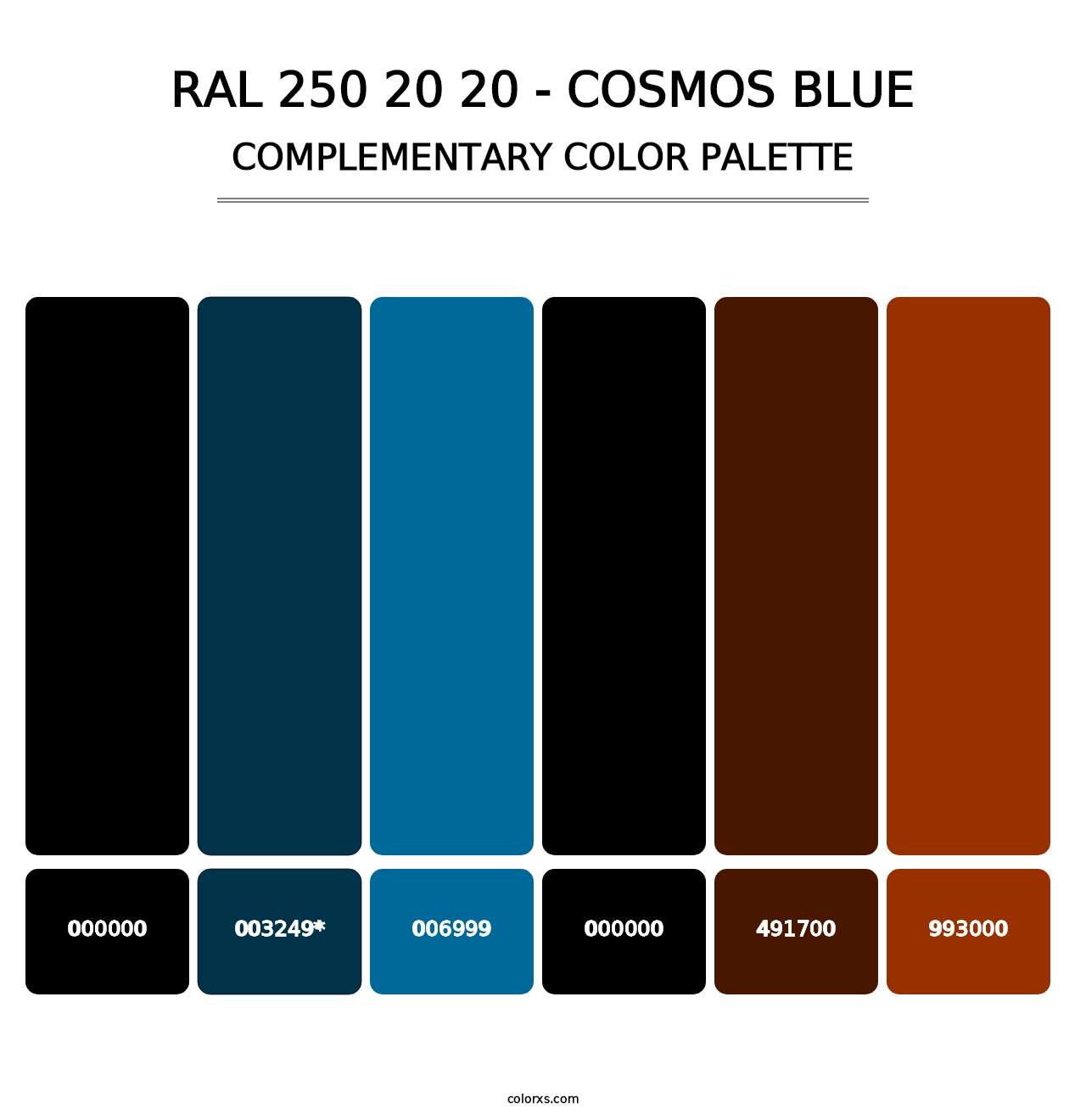 RAL 250 20 20 - Cosmos Blue - Complementary Color Palette