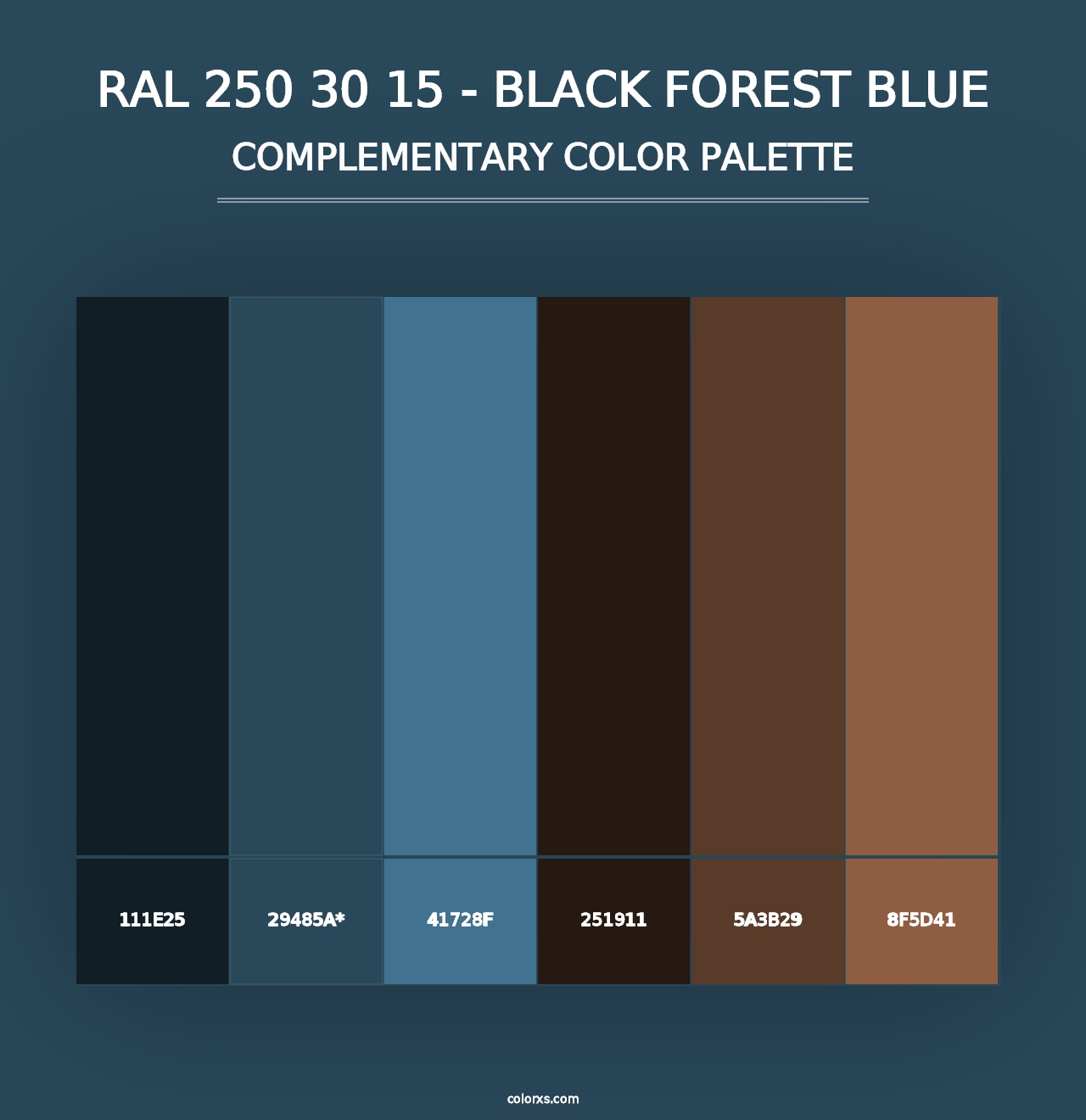 RAL 250 30 15 - Black Forest Blue - Complementary Color Palette