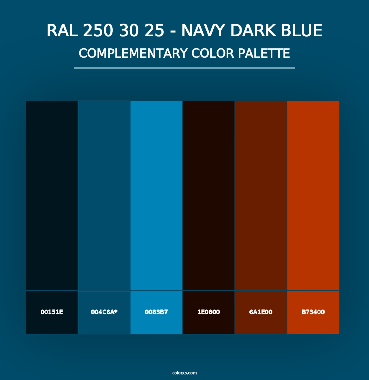 RAL 250 30 25 - Navy Dark Blue - Complementary Color Palette