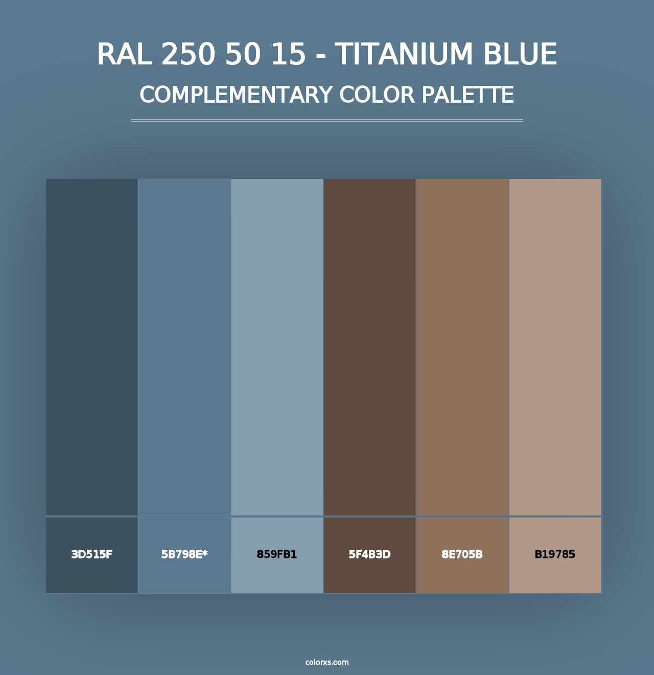 RAL 250 50 15 - Titanium Blue - Complementary Color Palette