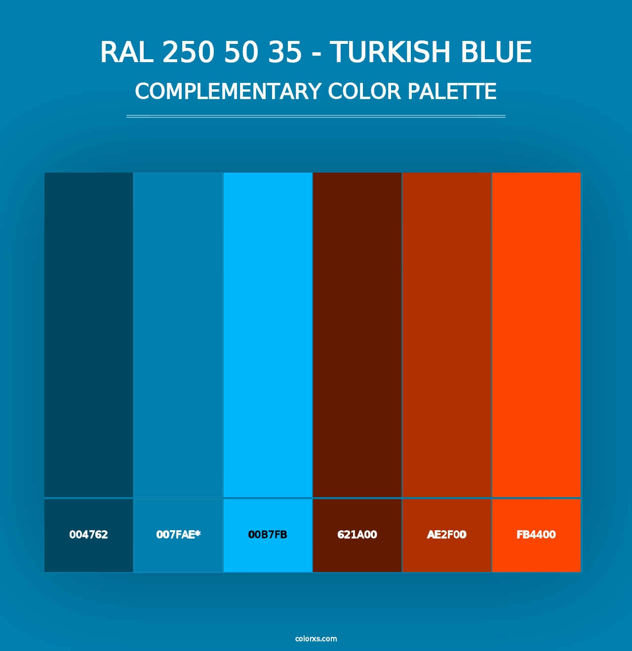 RAL 250 50 35 - Turkish Blue - Complementary Color Palette