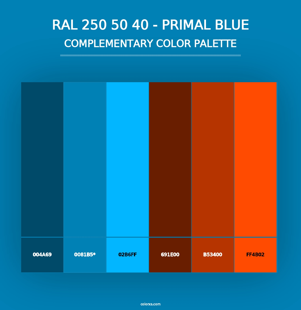 RAL 250 50 40 - Primal Blue - Complementary Color Palette