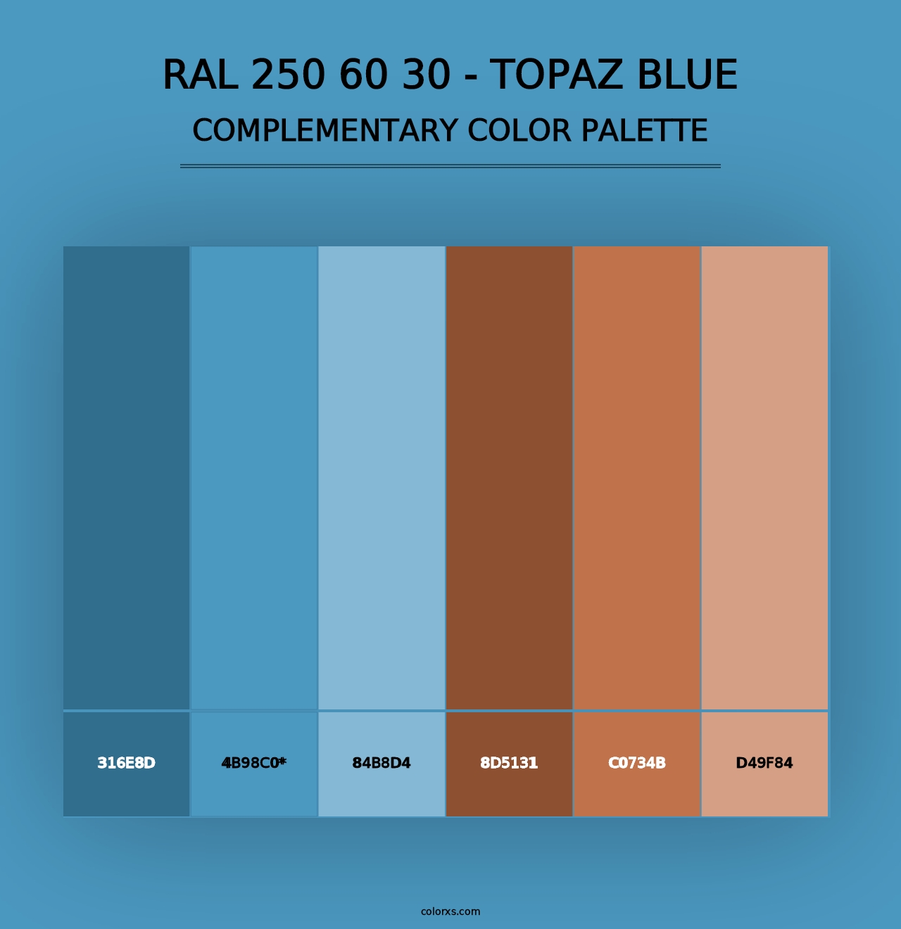 RAL 250 60 30 - Topaz Blue - Complementary Color Palette