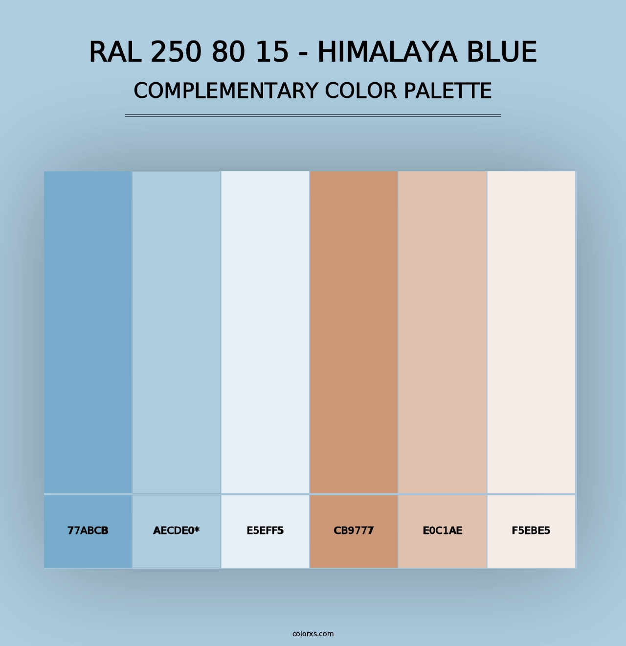 RAL 250 80 15 - Himalaya Blue - Complementary Color Palette