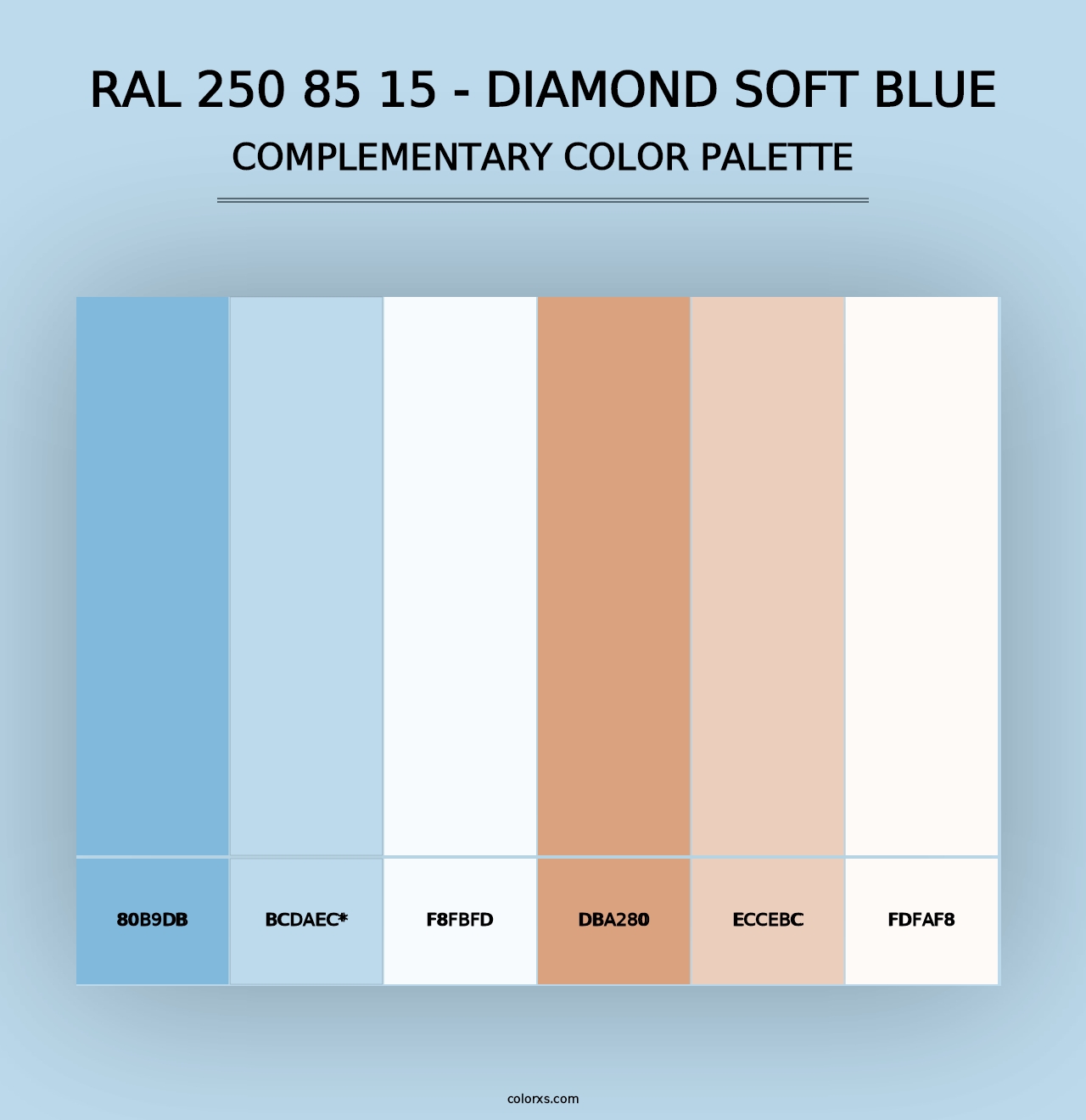 RAL 250 85 15 - Diamond Soft Blue - Complementary Color Palette