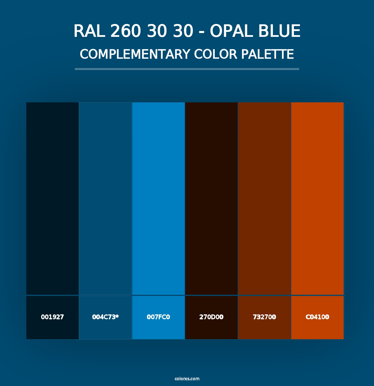 RAL 260 30 30 - Opal Blue - Complementary Color Palette