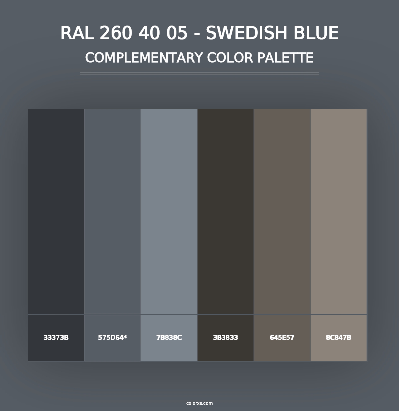 RAL 260 40 05 - Swedish Blue - Complementary Color Palette