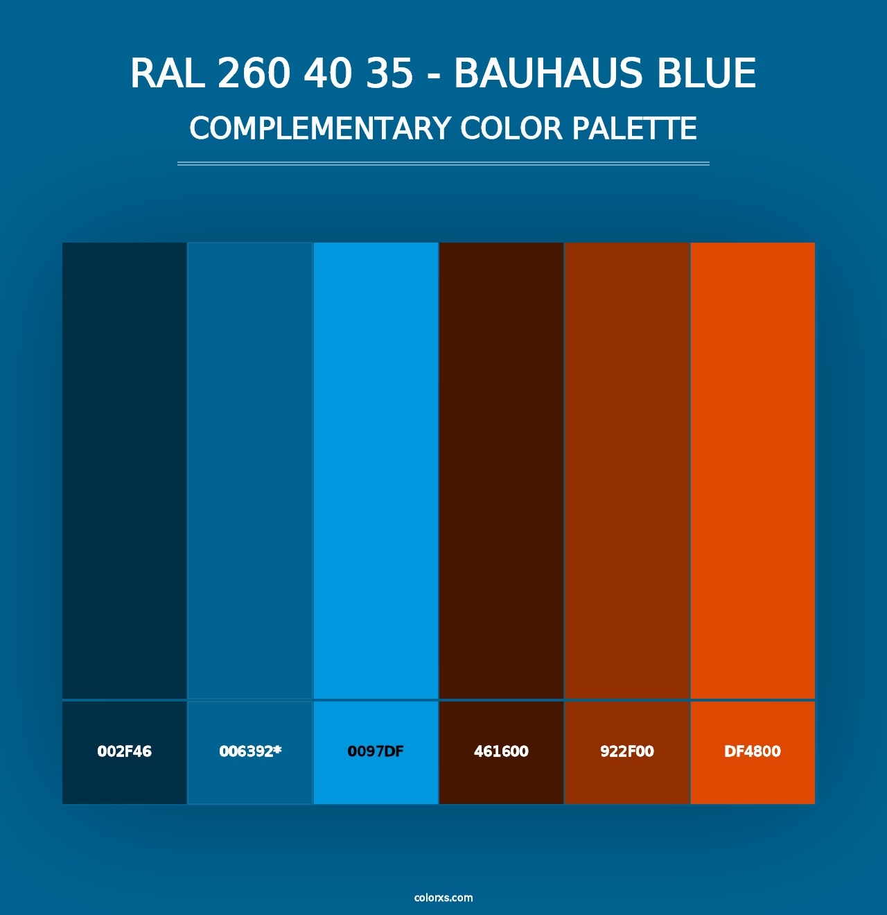 RAL 260 40 35 - Bauhaus Blue - Complementary Color Palette