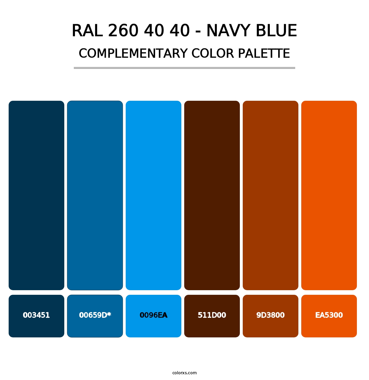 RAL 260 40 40 - Navy Blue - Complementary Color Palette