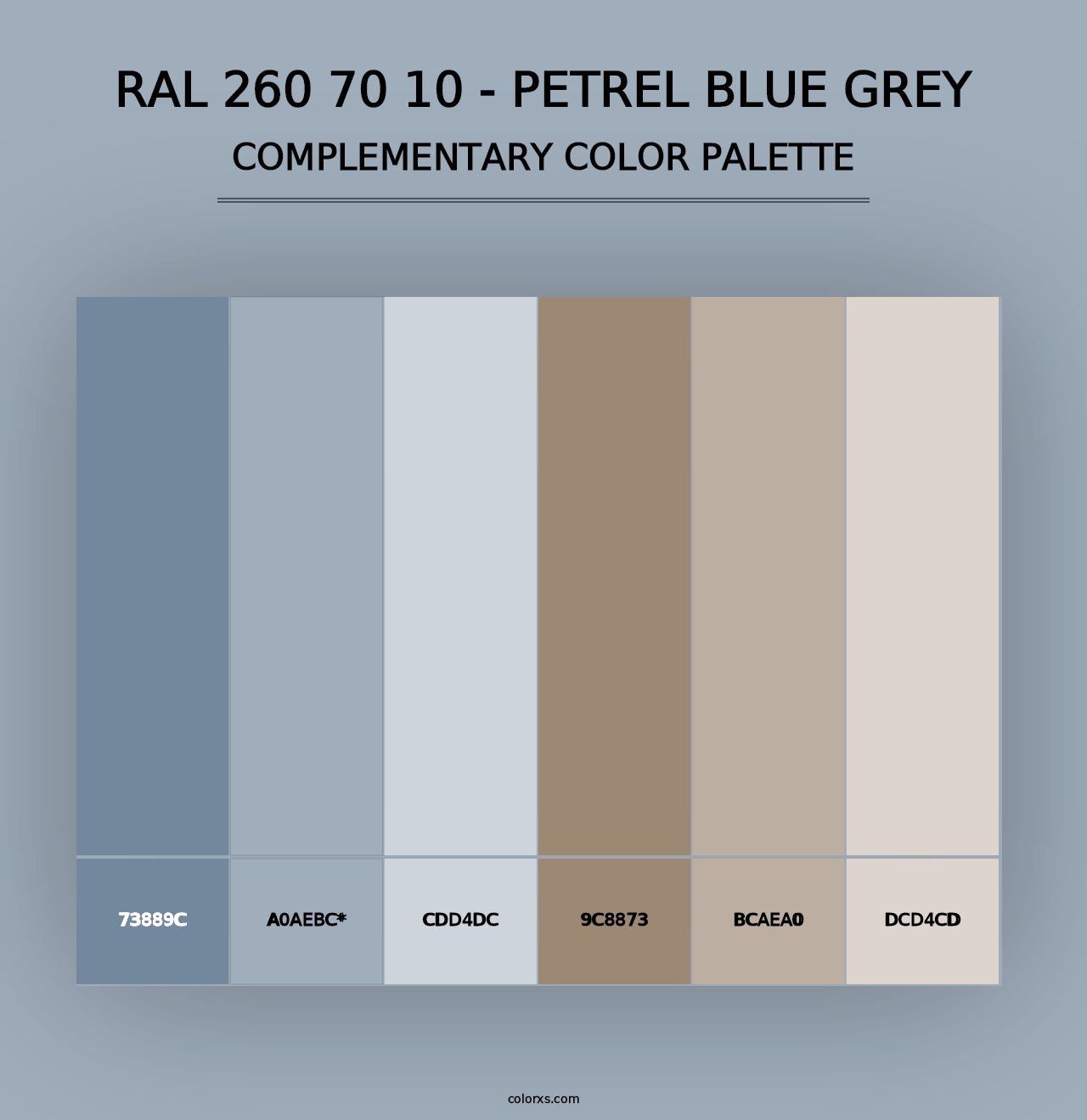 RAL 260 70 10 - Petrel Blue Grey - Complementary Color Palette