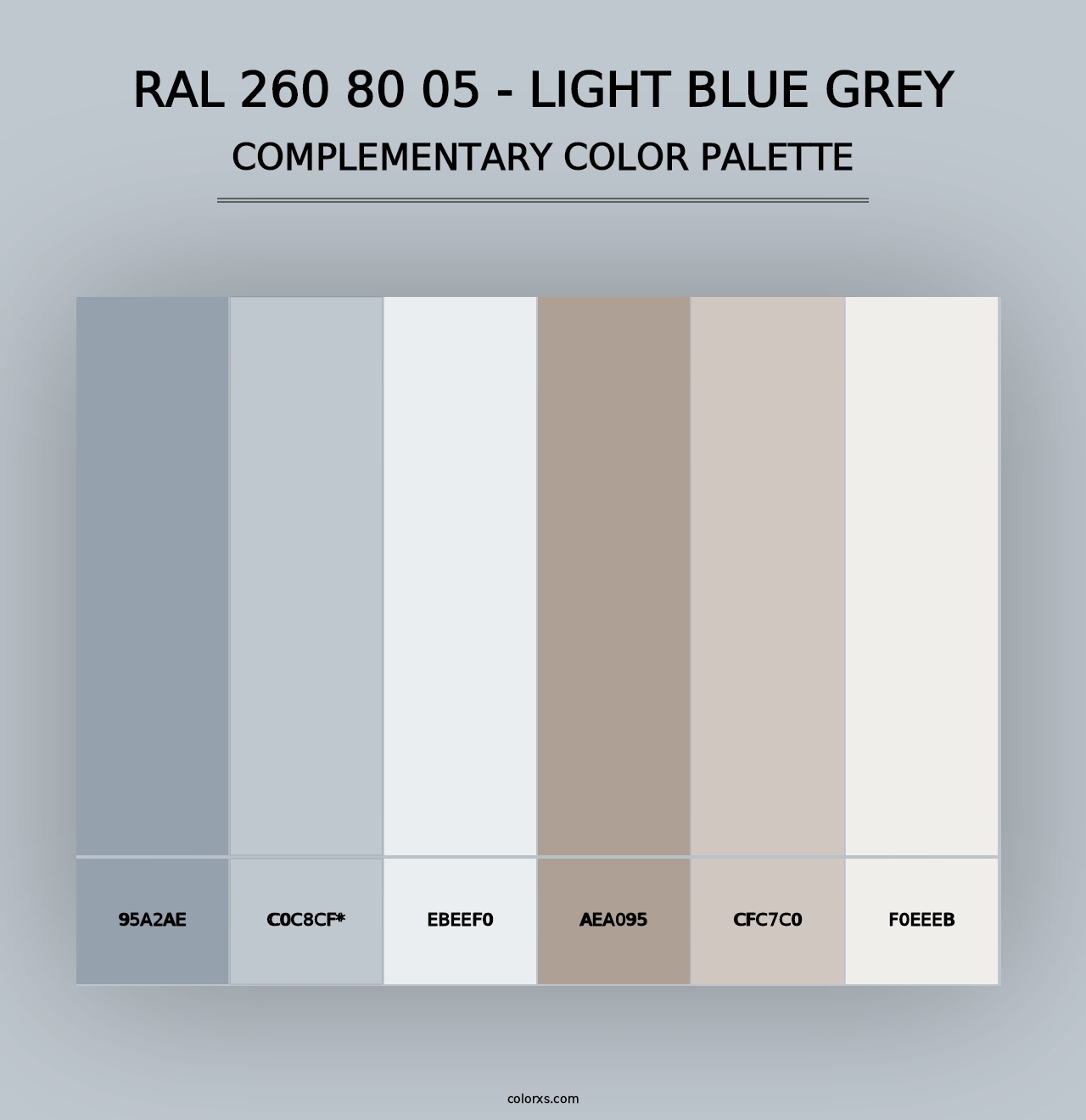 RAL 260 80 05 - Light Blue Grey - Complementary Color Palette