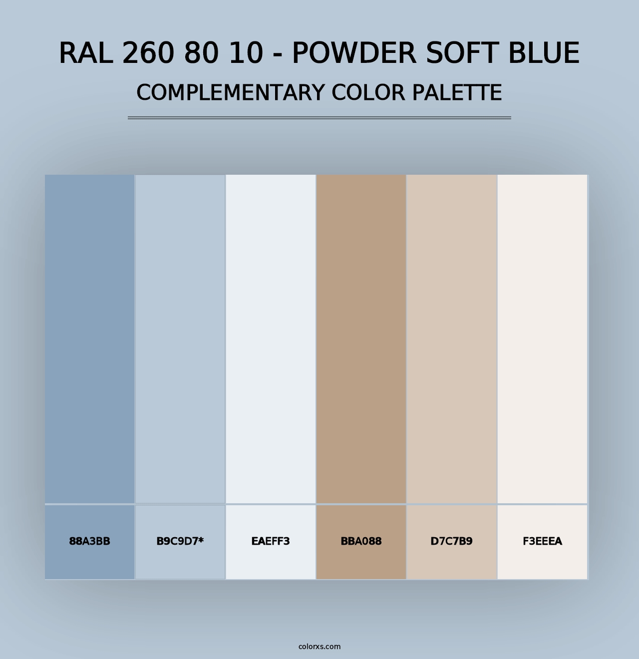 RAL 260 80 10 - Powder Soft Blue - Complementary Color Palette