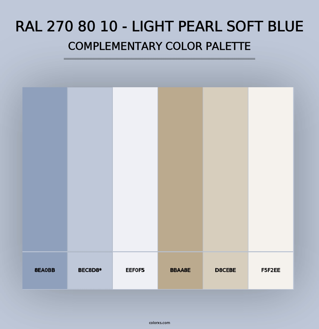 RAL 270 80 10 - Light Pearl Soft Blue - Complementary Color Palette