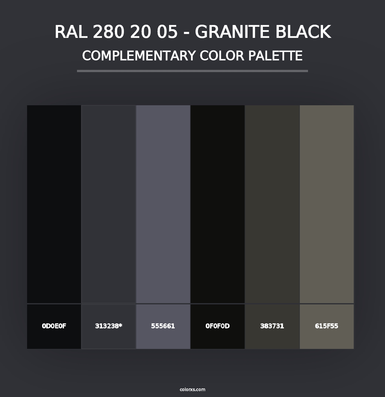 RAL 280 20 05 - Granite Black - Complementary Color Palette