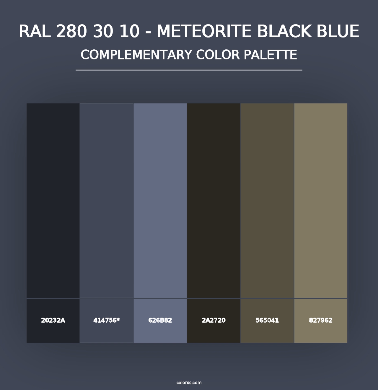 RAL 280 30 10 - Meteorite Black Blue - Complementary Color Palette