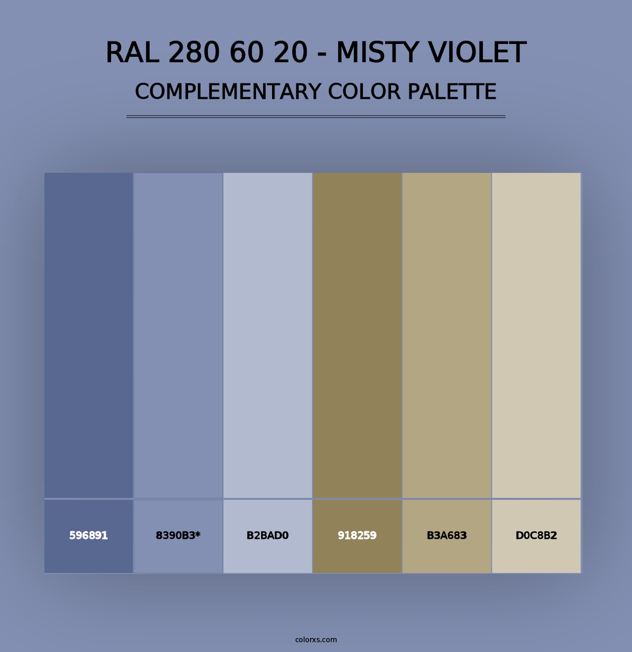 RAL 280 60 20 - Misty Violet - Complementary Color Palette