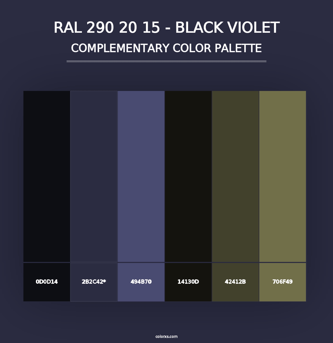 RAL 290 20 15 - Black Violet - Complementary Color Palette