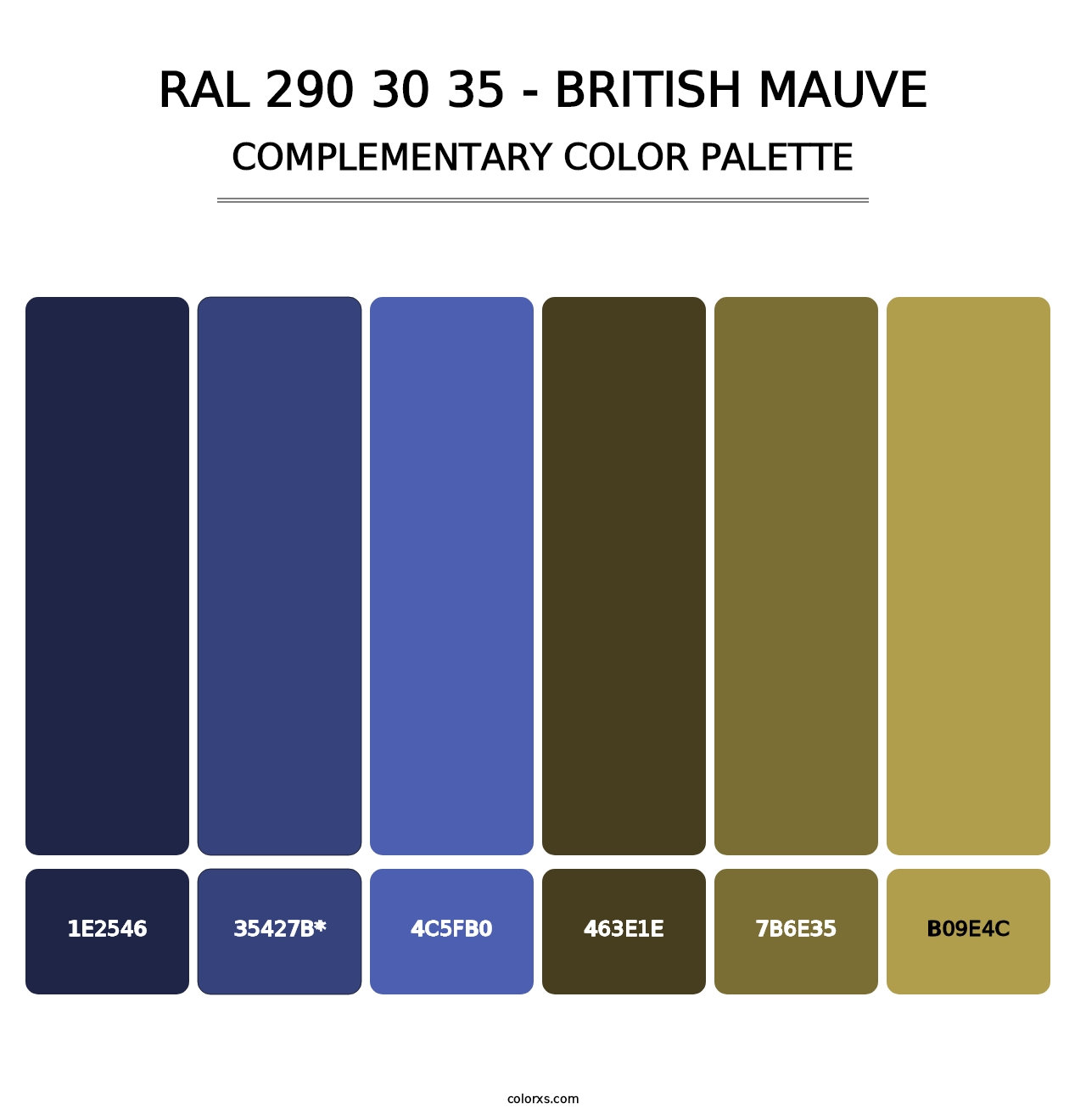 RAL 290 30 35 - British Mauve - Complementary Color Palette