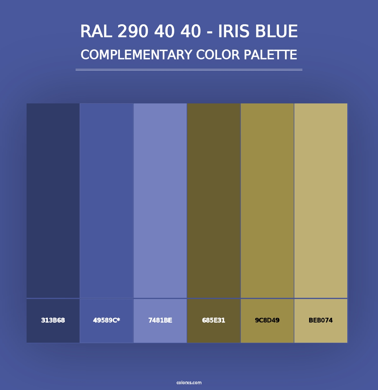 RAL 290 40 40 - Iris Blue - Complementary Color Palette