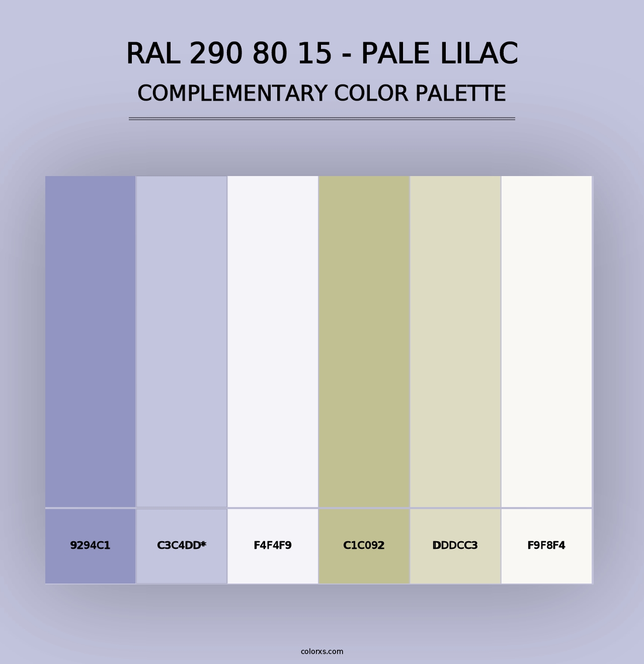 RAL 290 80 15 - Pale Lilac - Complementary Color Palette