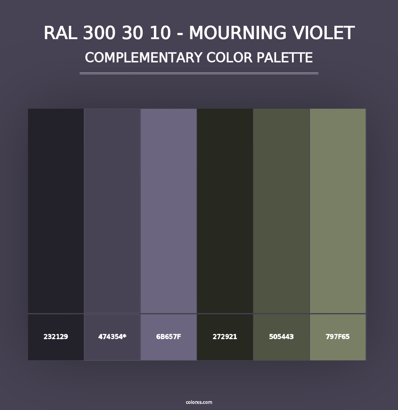 RAL 300 30 10 - Mourning Violet - Complementary Color Palette