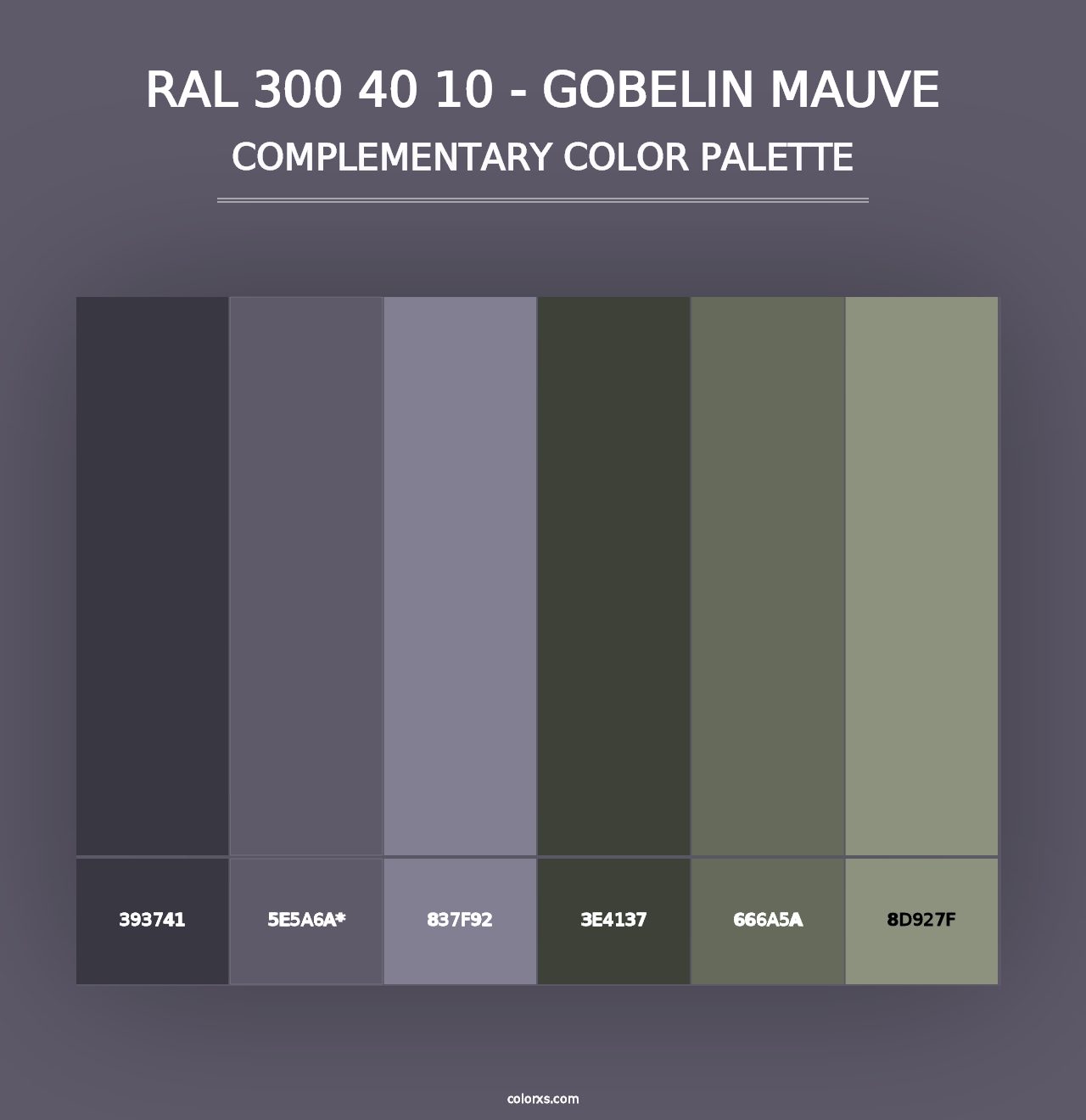 RAL 300 40 10 - Gobelin Mauve - Complementary Color Palette