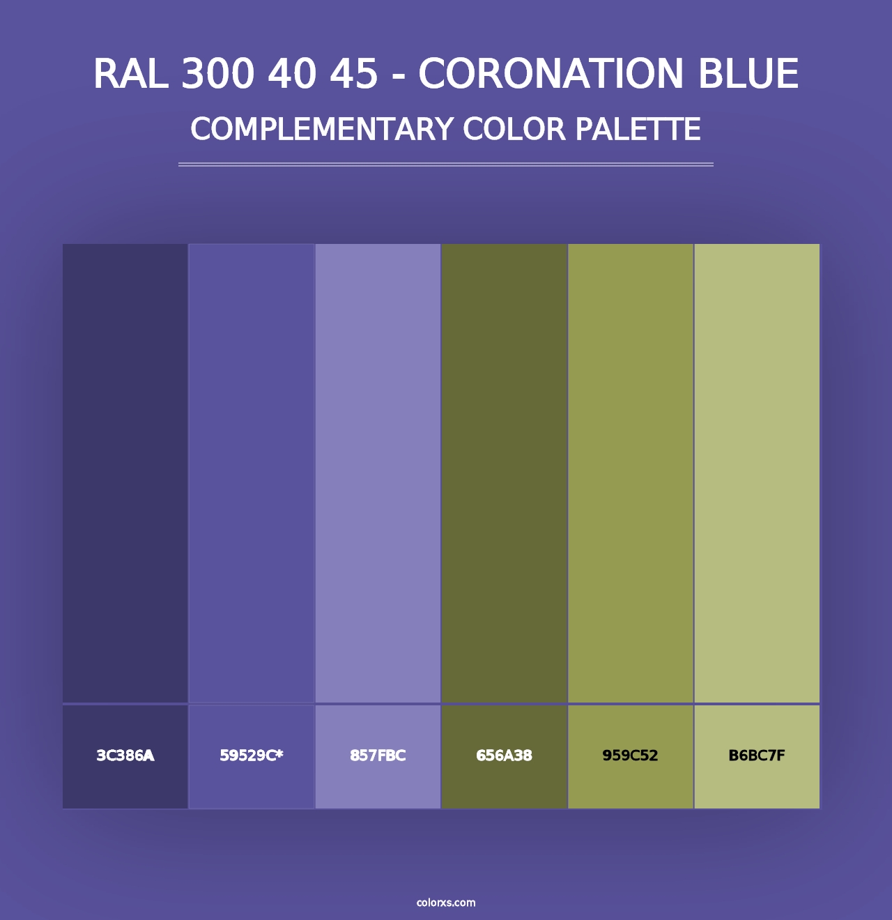 RAL 300 40 45 - Coronation Blue - Complementary Color Palette