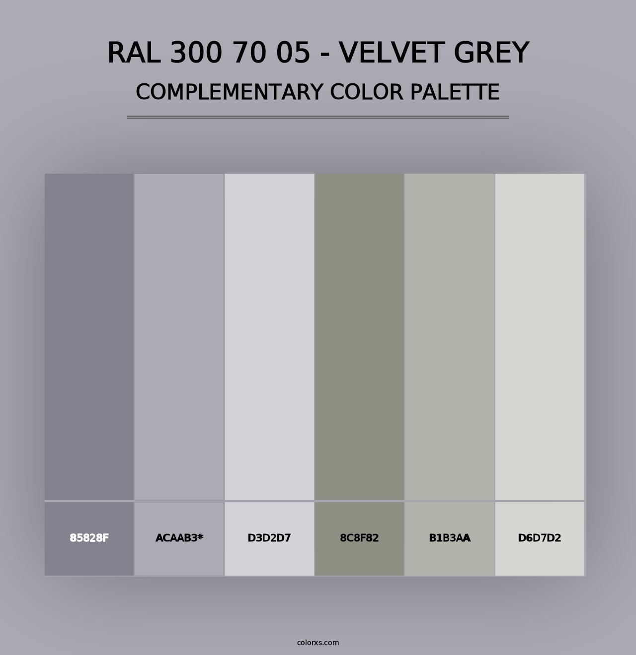 RAL 300 70 05 - Velvet Grey - Complementary Color Palette