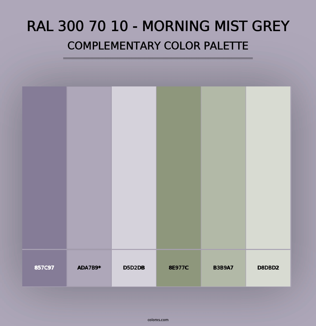 RAL 300 70 10 - Morning Mist Grey - Complementary Color Palette