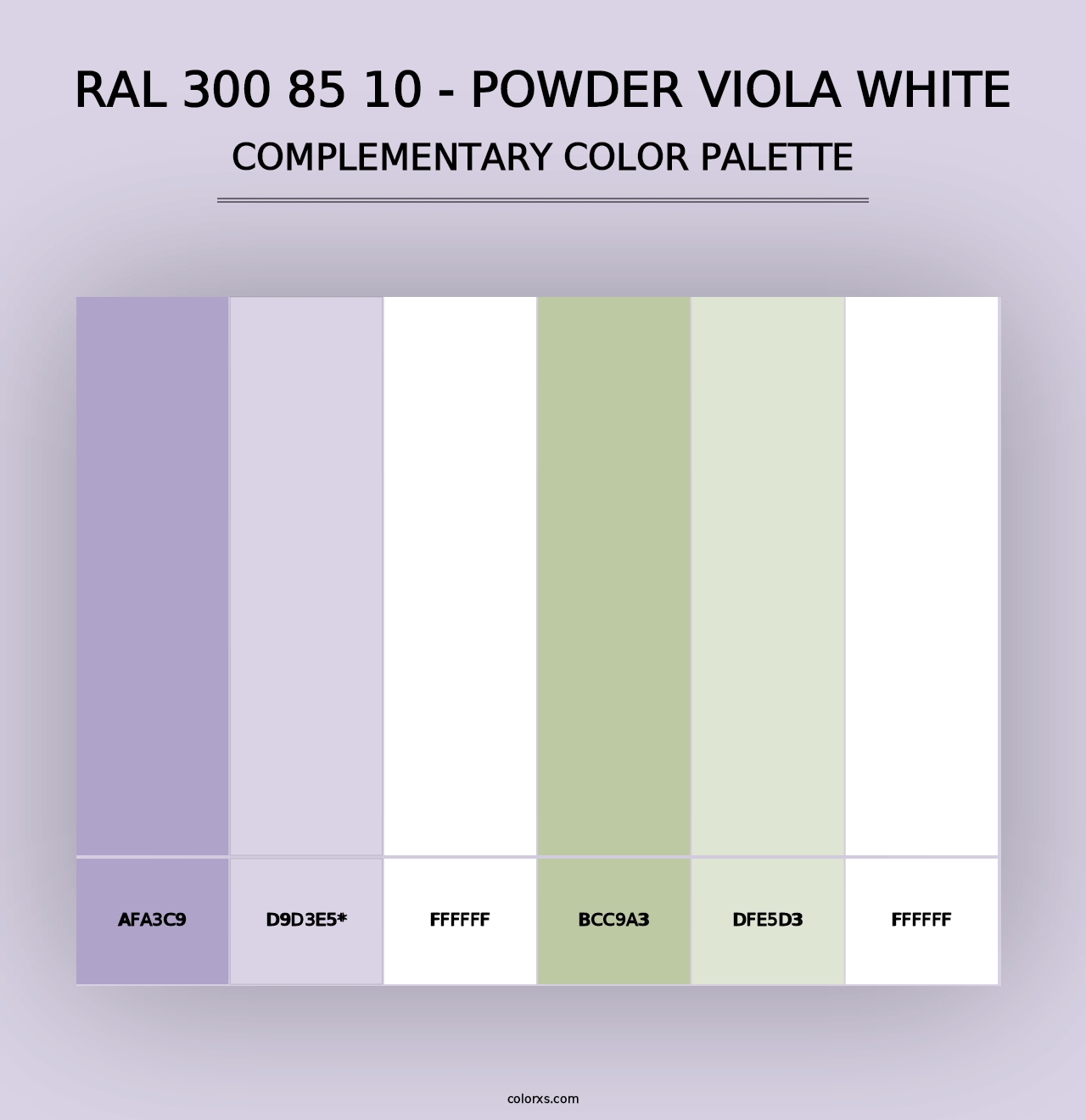 RAL 300 85 10 - Powder Viola White - Complementary Color Palette