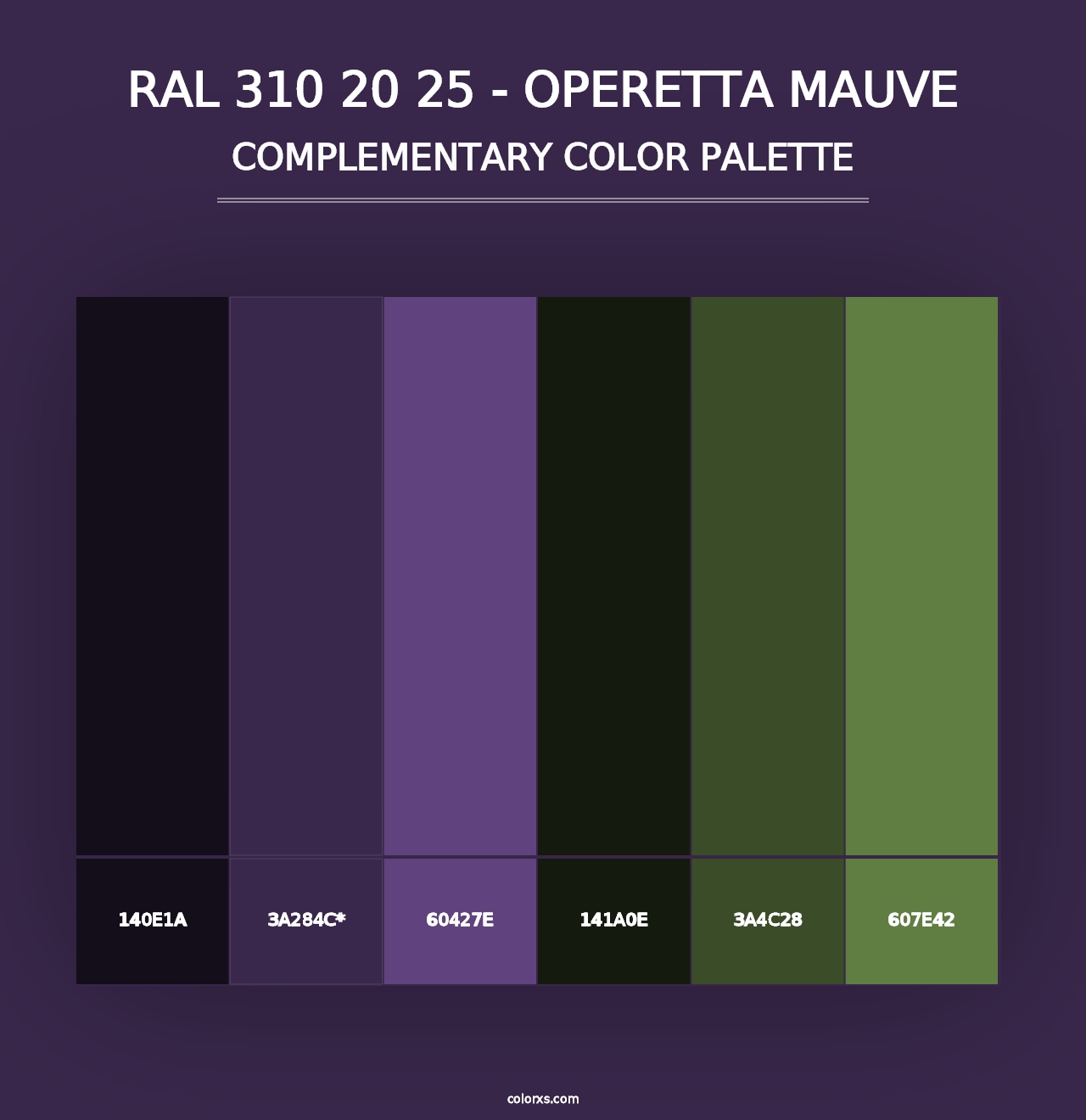 RAL 310 20 25 - Operetta Mauve - Complementary Color Palette