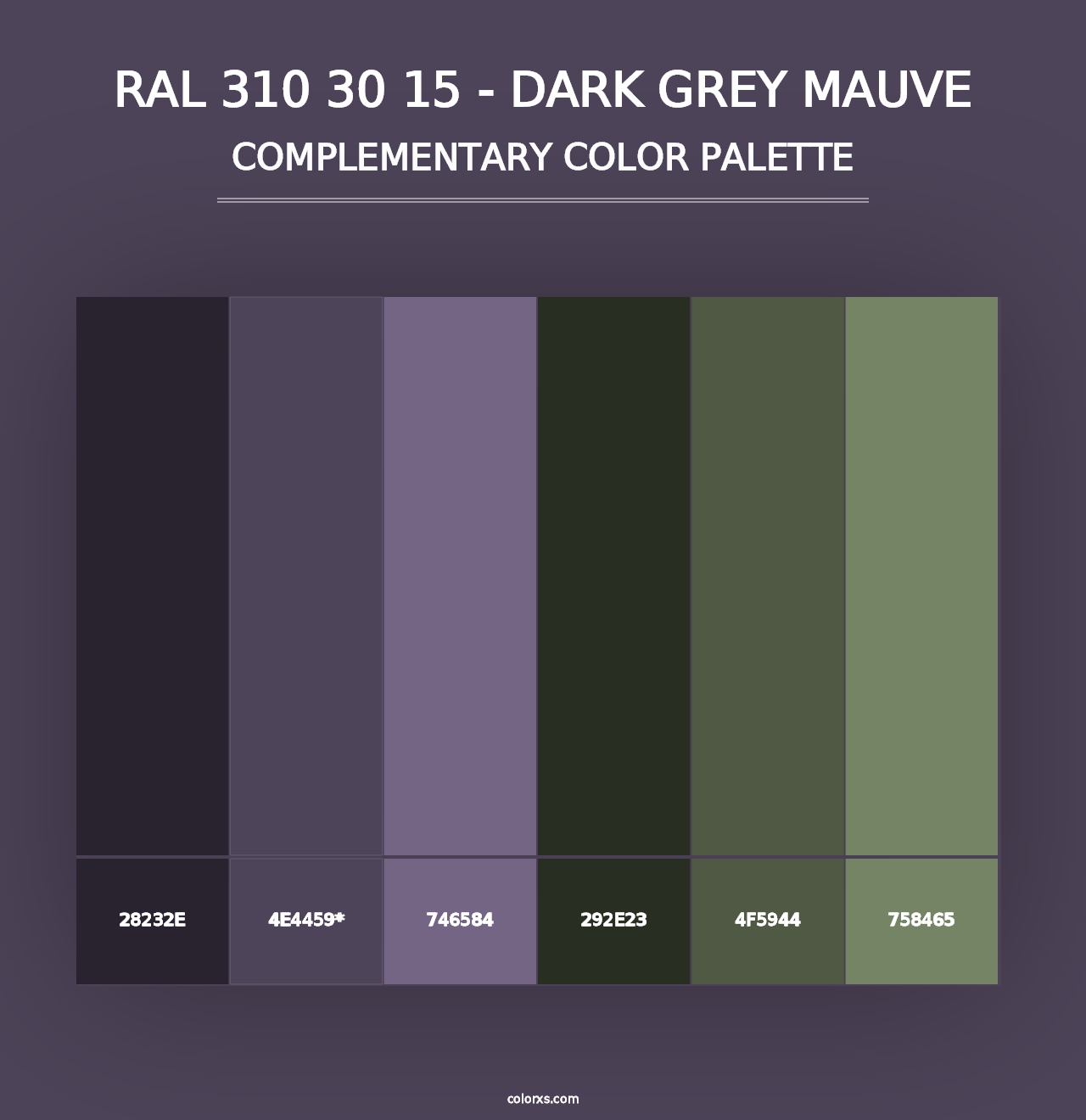 RAL 310 30 15 - Dark Grey Mauve - Complementary Color Palette