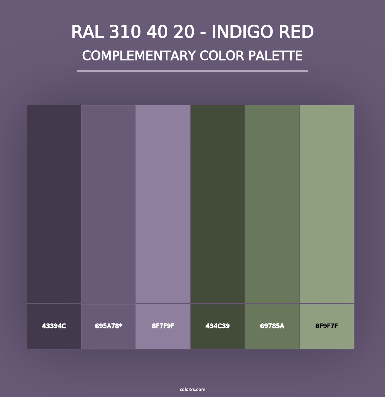 RAL 310 40 20 - Indigo Red - Complementary Color Palette