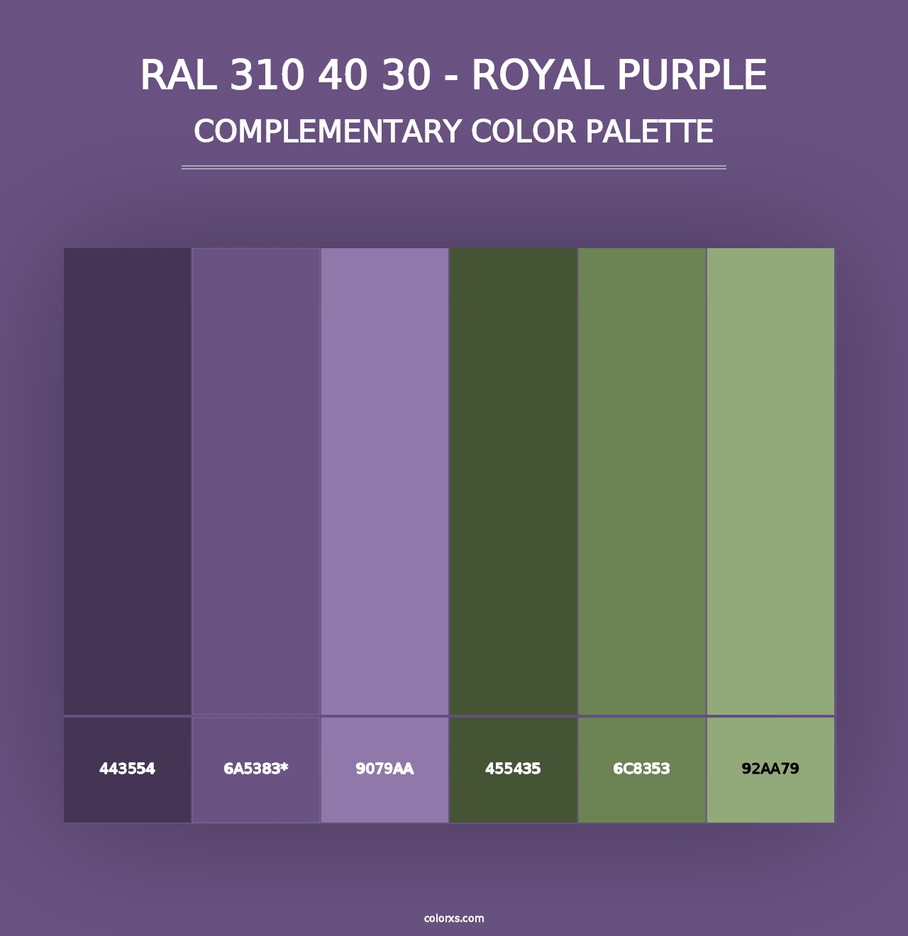 RAL 310 40 30 - Royal Purple - Complementary Color Palette