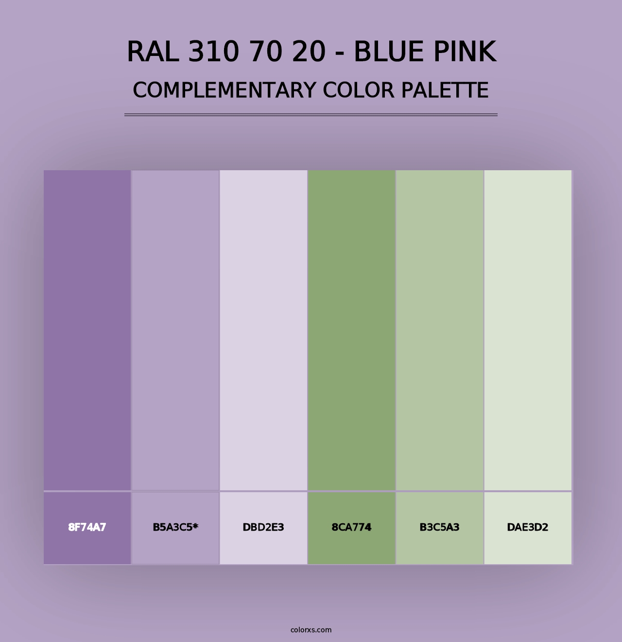 RAL 310 70 20 - Blue Pink - Complementary Color Palette