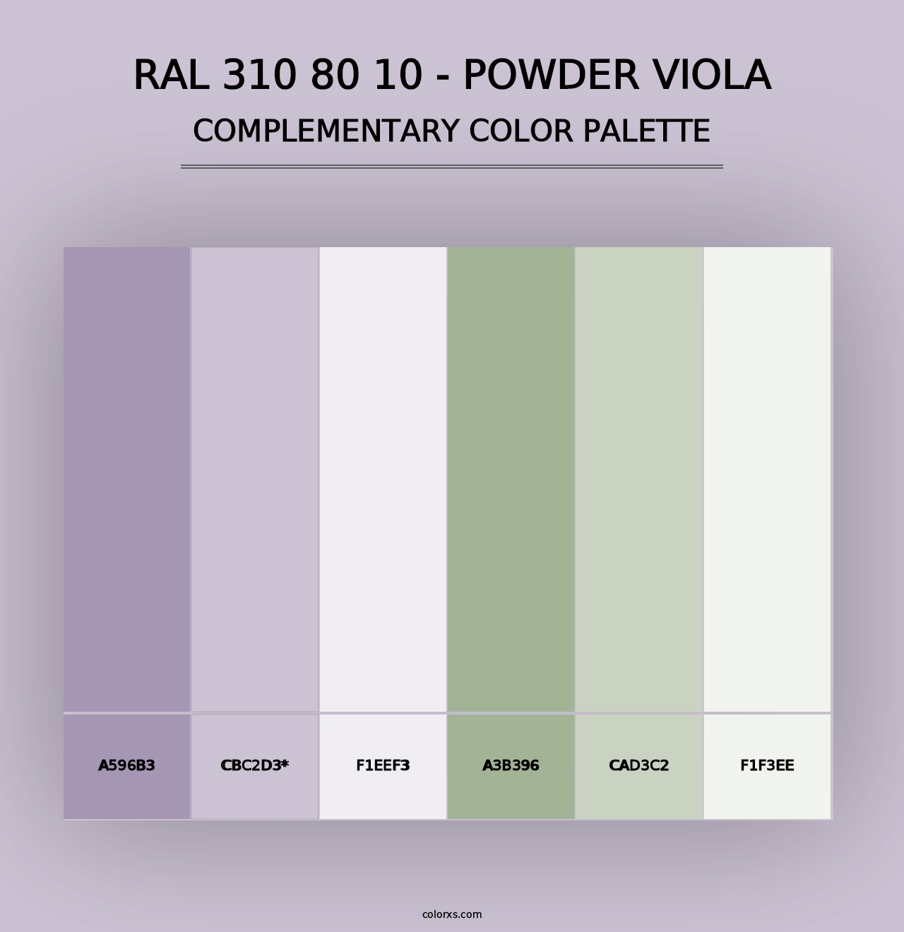 RAL 310 80 10 - Powder Viola - Complementary Color Palette