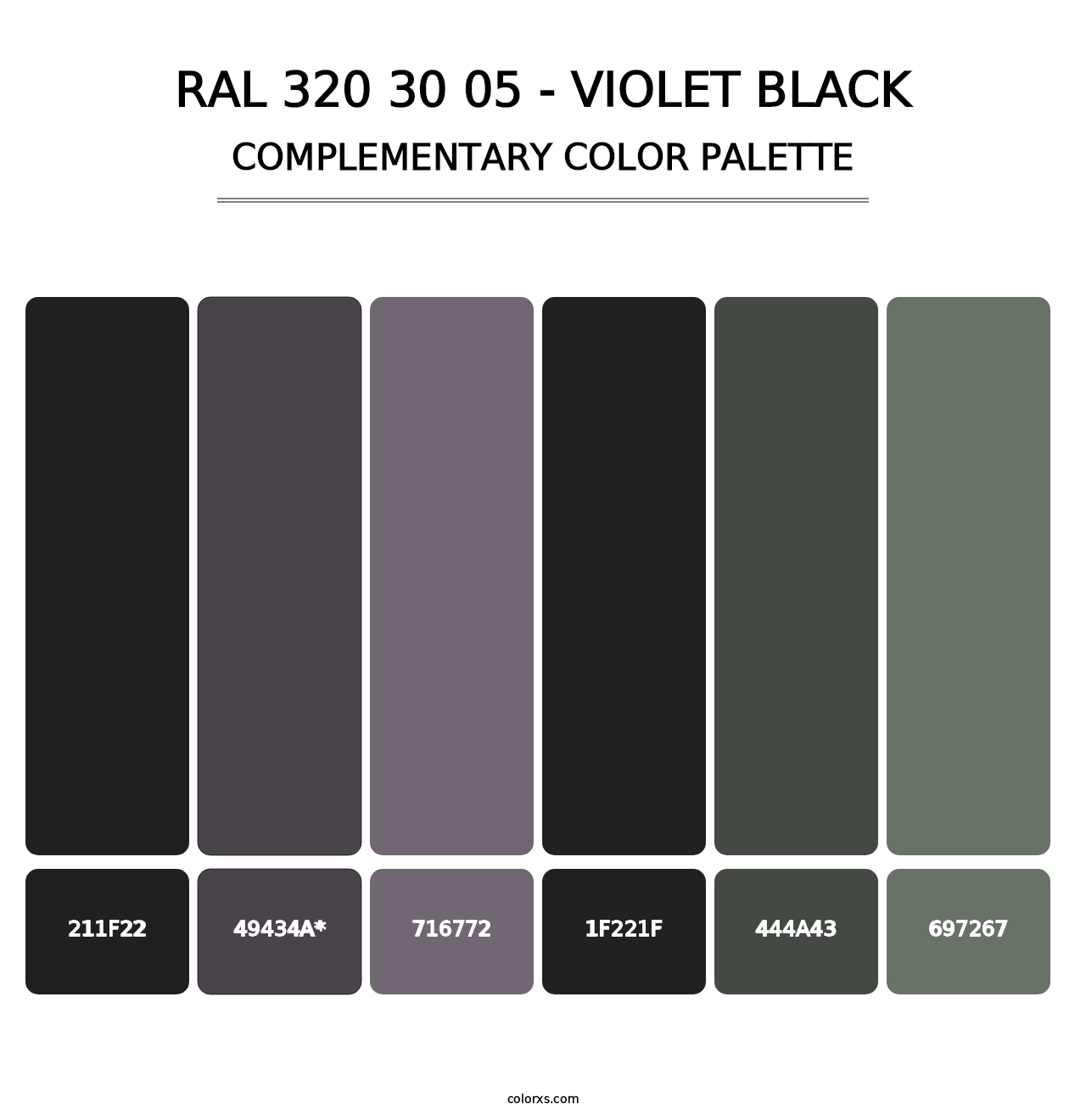 RAL 320 30 05 - Violet Black - Complementary Color Palette