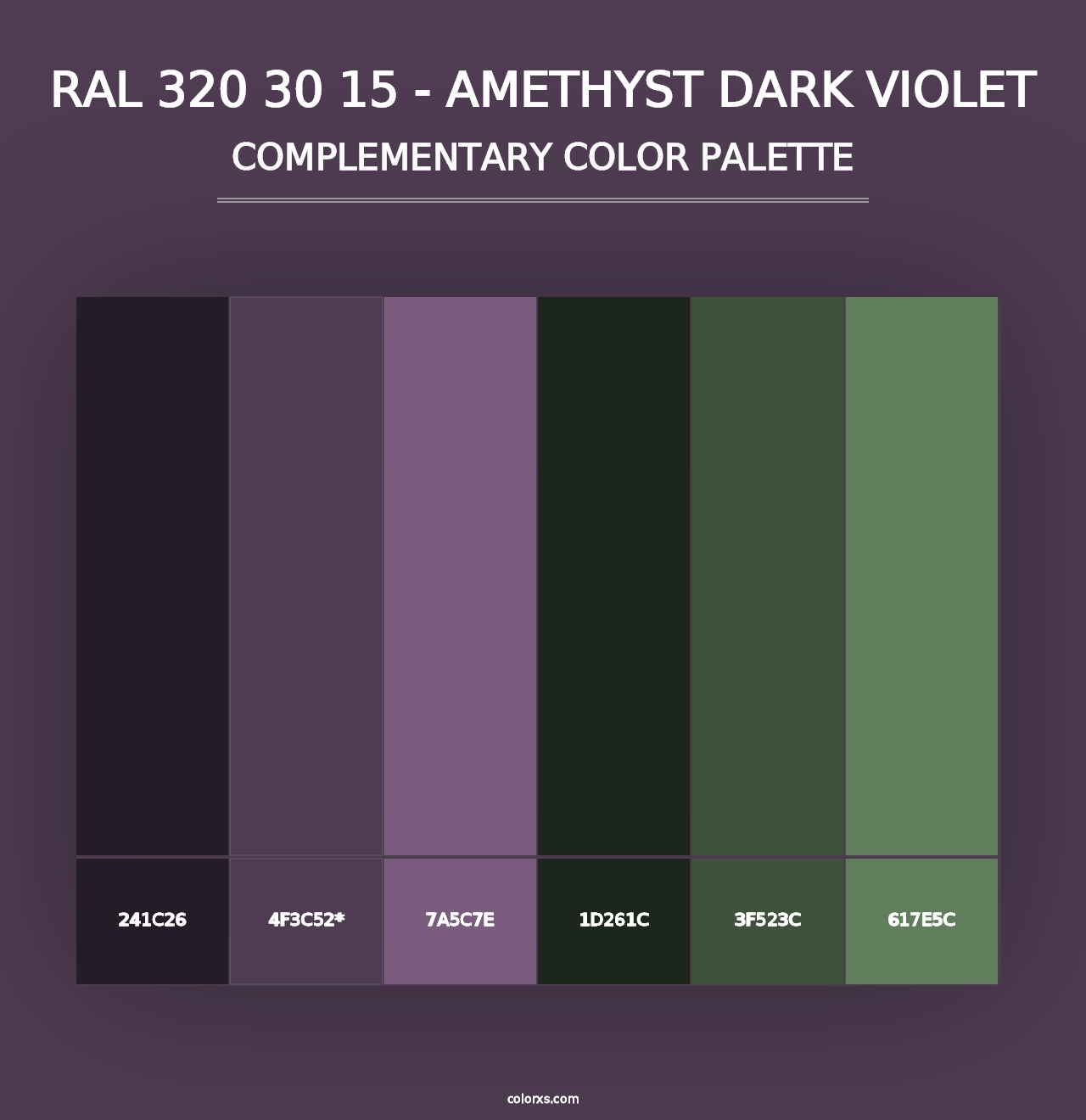 RAL 320 30 15 - Amethyst Dark Violet - Complementary Color Palette