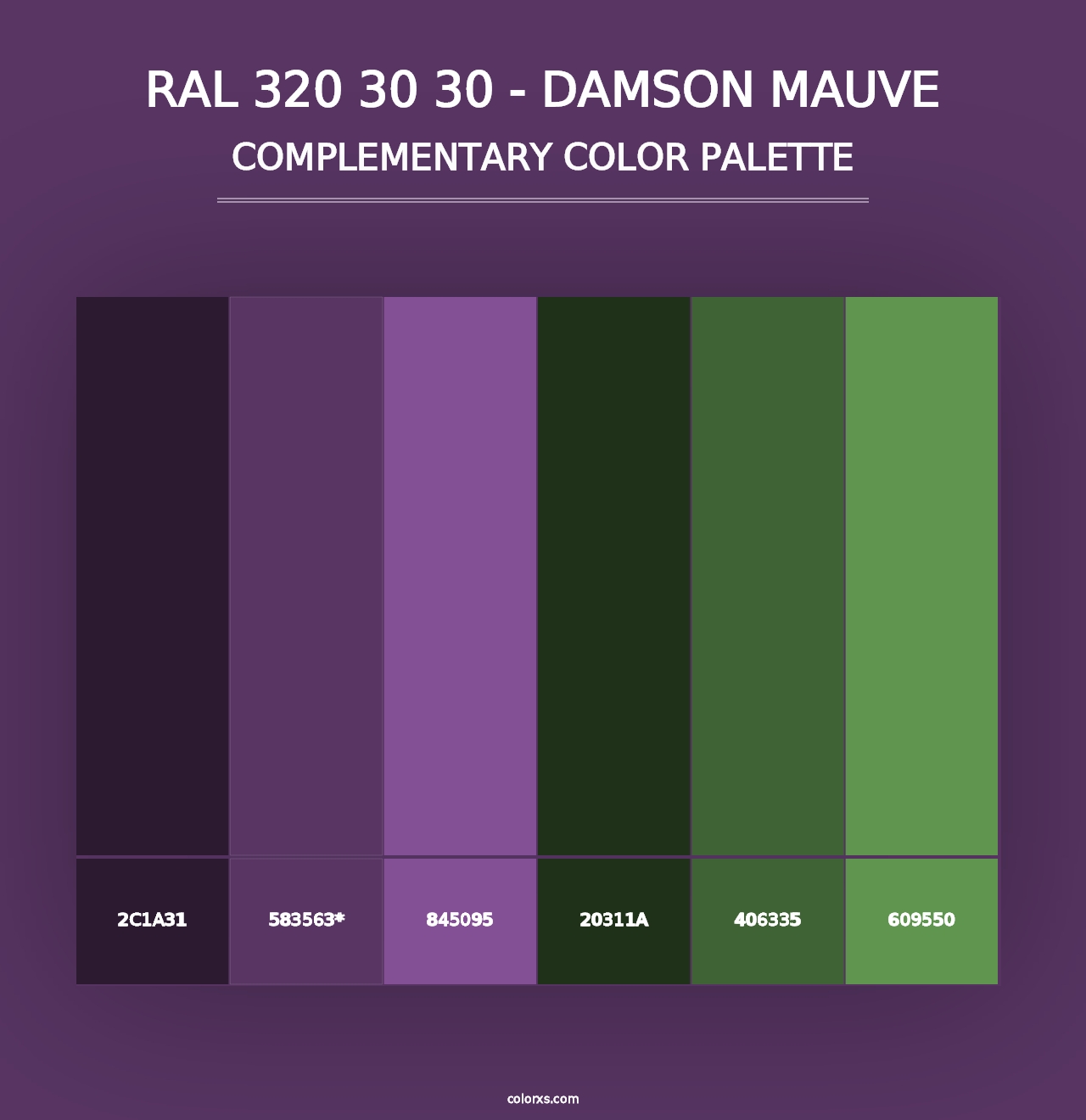 RAL 320 30 30 - Damson Mauve - Complementary Color Palette