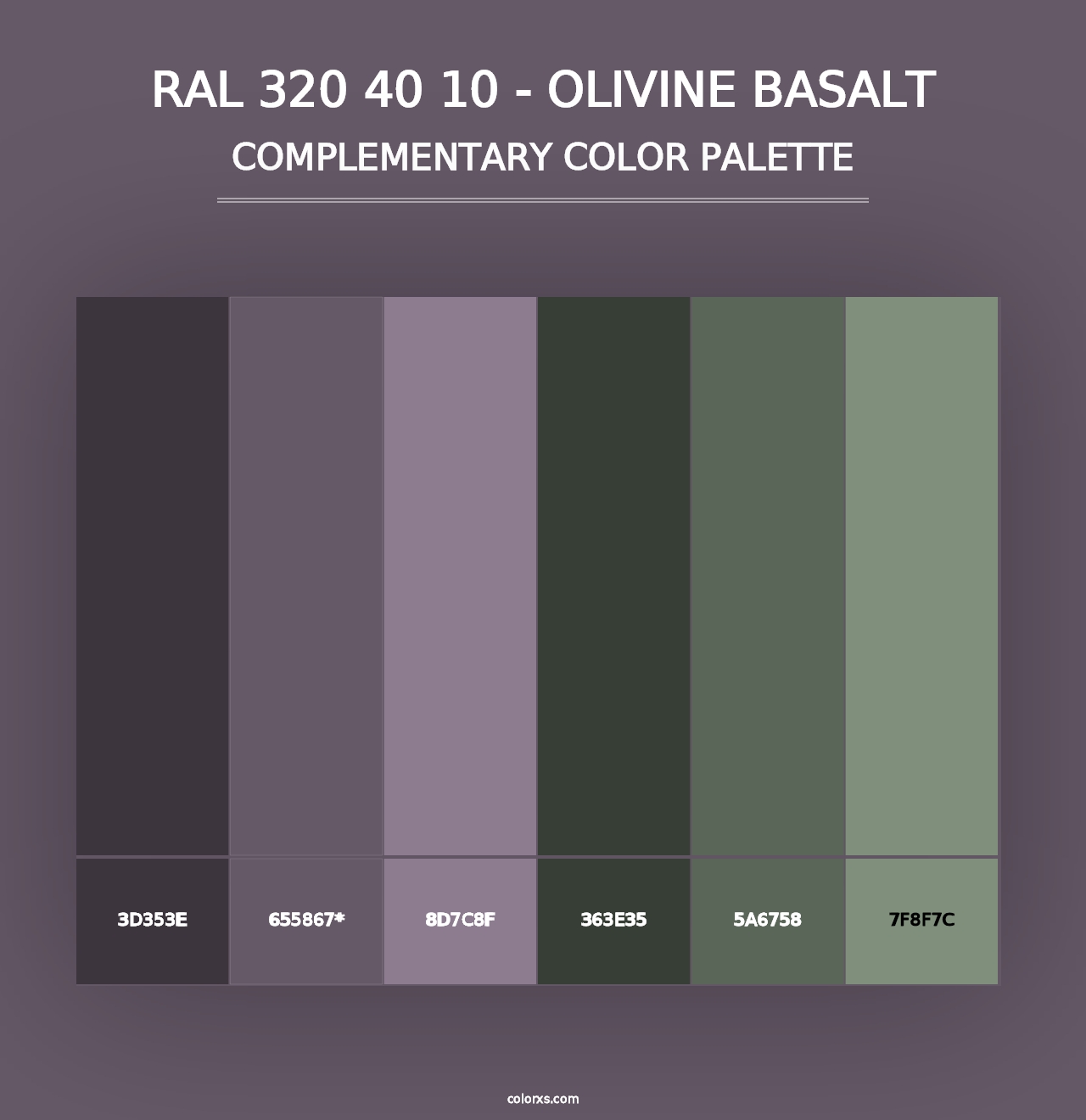 RAL 320 40 10 - Olivine Basalt - Complementary Color Palette