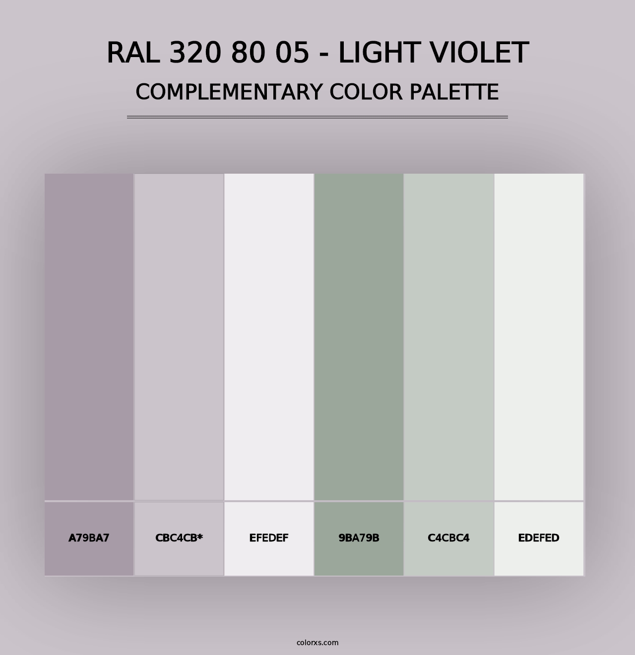 RAL 320 80 05 - Light Violet - Complementary Color Palette